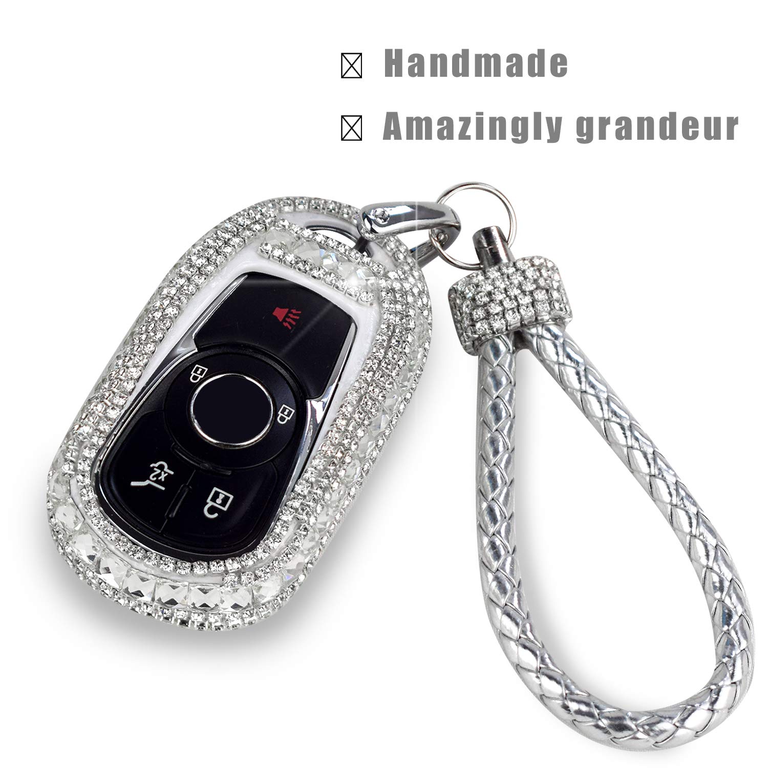 Stylish Rhinestone Car Key Cover for Buick Verano Regal LaCrosse Encore Envision Enclave GL8 (2015-2019) - Bling Key Fob Protector with Keychain | Perfect for Women's Accessories & Keyless Entry Remote Protection