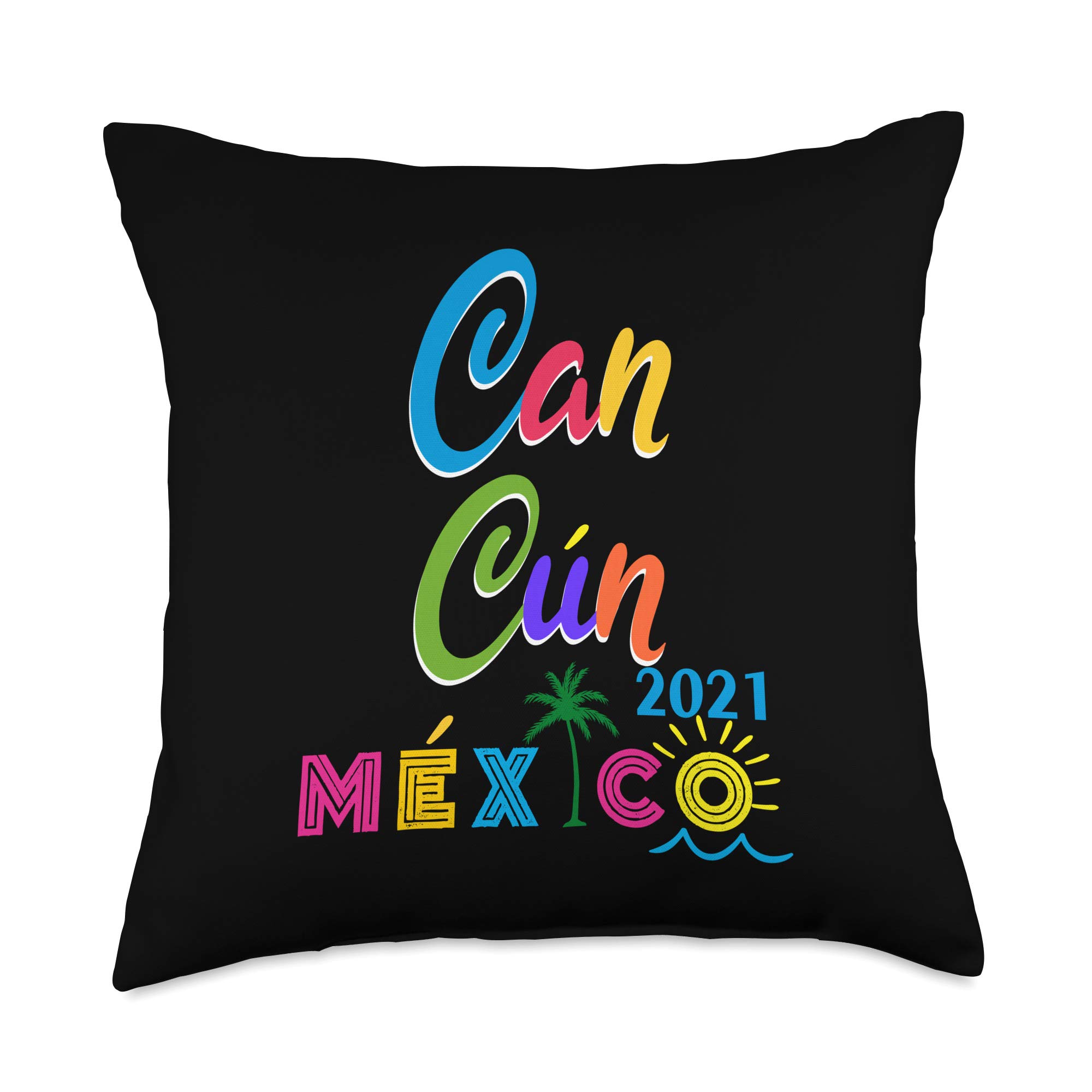 Cancun Shirt for Women, Men & Kids - Cute Matching Family Outfits & Gifts - 18x18 Multicolor Throw Pillow - Perfect for Vacation, Beach Trips & Home Decor