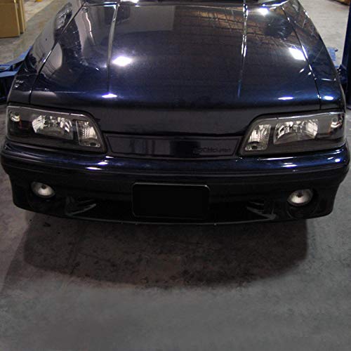 Ford Mustang 1987-1993 Replacement Headlights - Black Euro 1-Piece Style Lamps | Perfect for Restoration & Night Driving