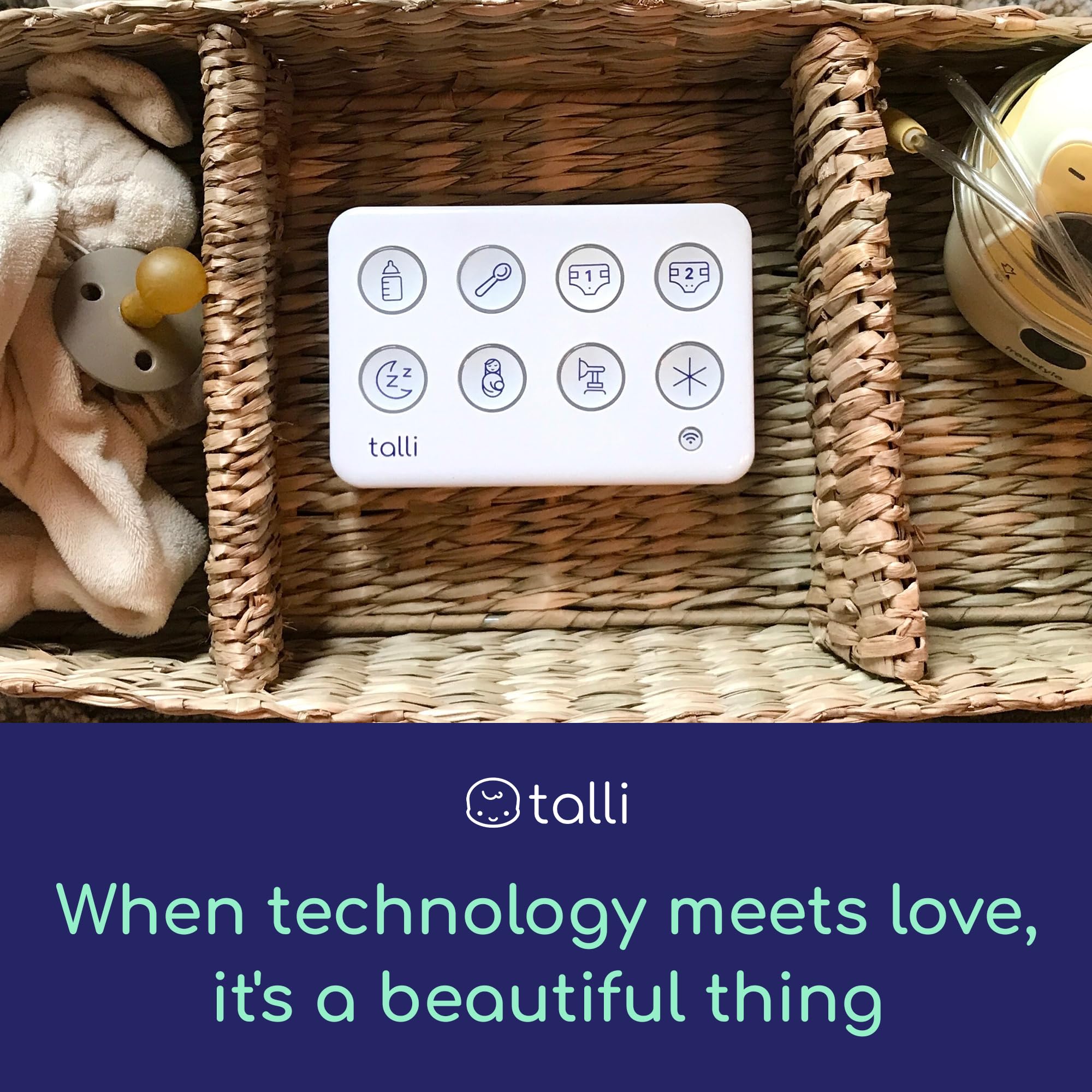 Talli Daily One-Touch Baby Tracker - Smart Baby Monitor for Logging Feedings, Diapers, Sleep & Daily Activities - Syncs with Mobile App for Real-Time Tracking & Alexa Integration - Perfect for New Parents & Caregivers