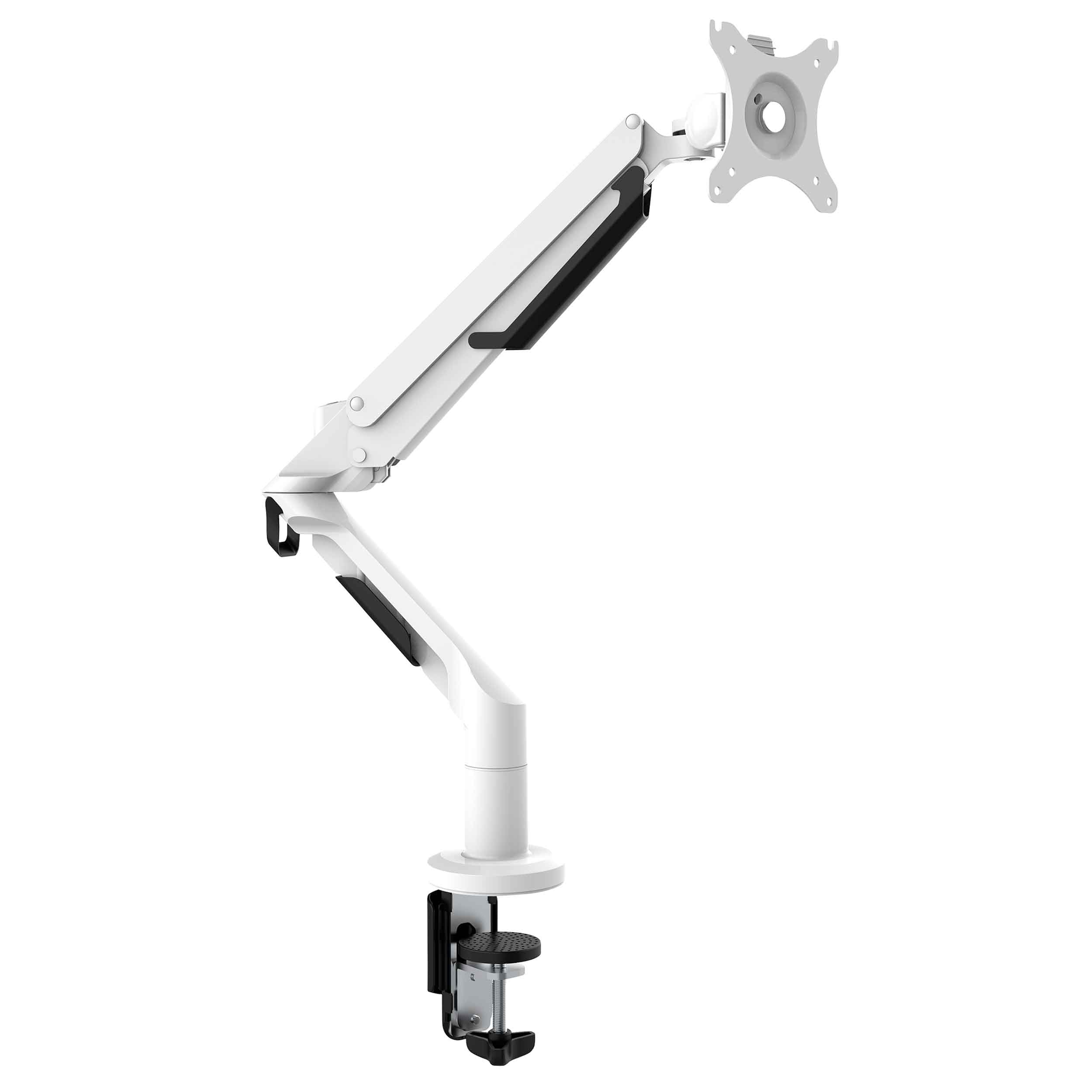 Adjustable Single Monitor Arm - Rotating Ergonomic Stand for 17-36 Inch Screens, 12kg Load Capacity, White (DH26) - Perfect for Home Office, Gaming & Workspace Setup