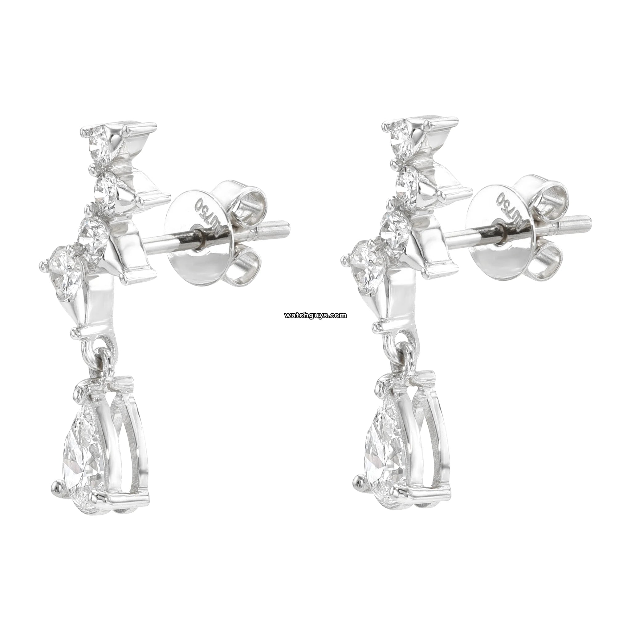 18k White Gold Pear Diamond Drop Earrings for Women - Elegant Dangling Earrings for Weddings, Parties & Special Occasions
