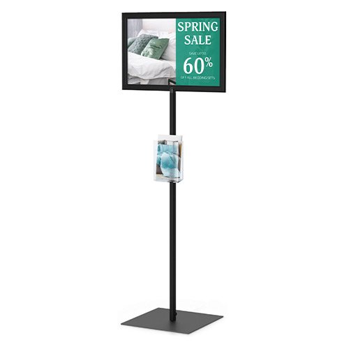 Adjustable 11x17 Pedestal Sign Holder with Square Base - Slide In Frame Design for Retail Stores, Restaurants & Trade Shows