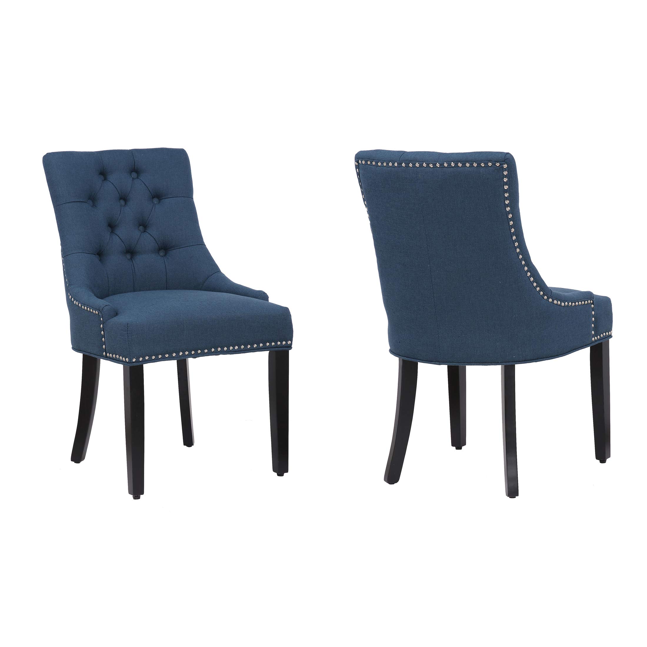 Premium Linen Upholstered Wingback Dining Chairs Set of 2 - Button Tufted Accent Chairs for Kitchen, Living Room & Tea Room - Comfortable Modern Home Furniture for Entertaining & Relaxation