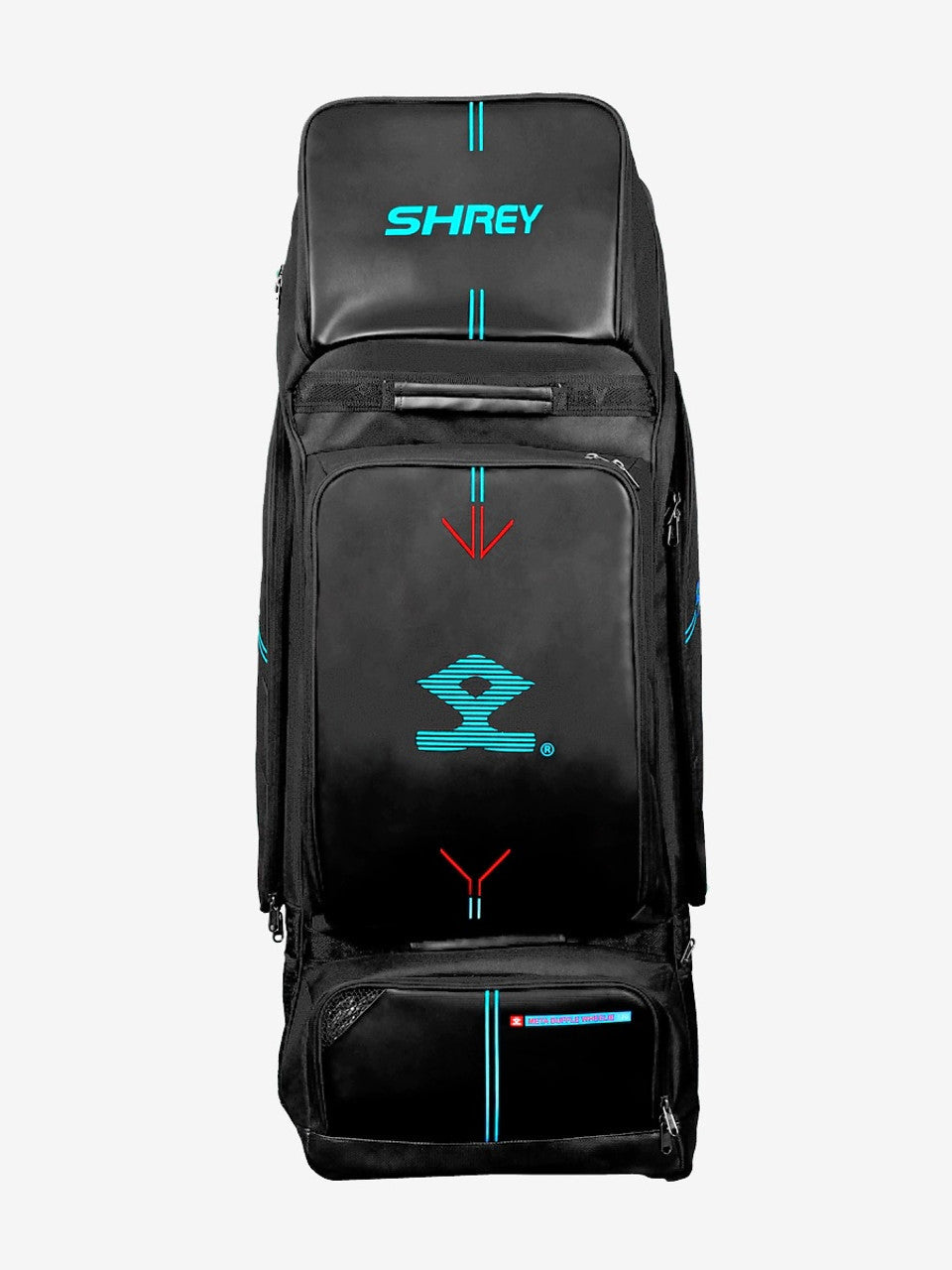 Shrey Meta 120 Duffle Wheelie Cricket Bag - Black | Large Cricket Equipment Travel Bag with Wheels | Perfect for Cricket Matches, Training & Sports Travel