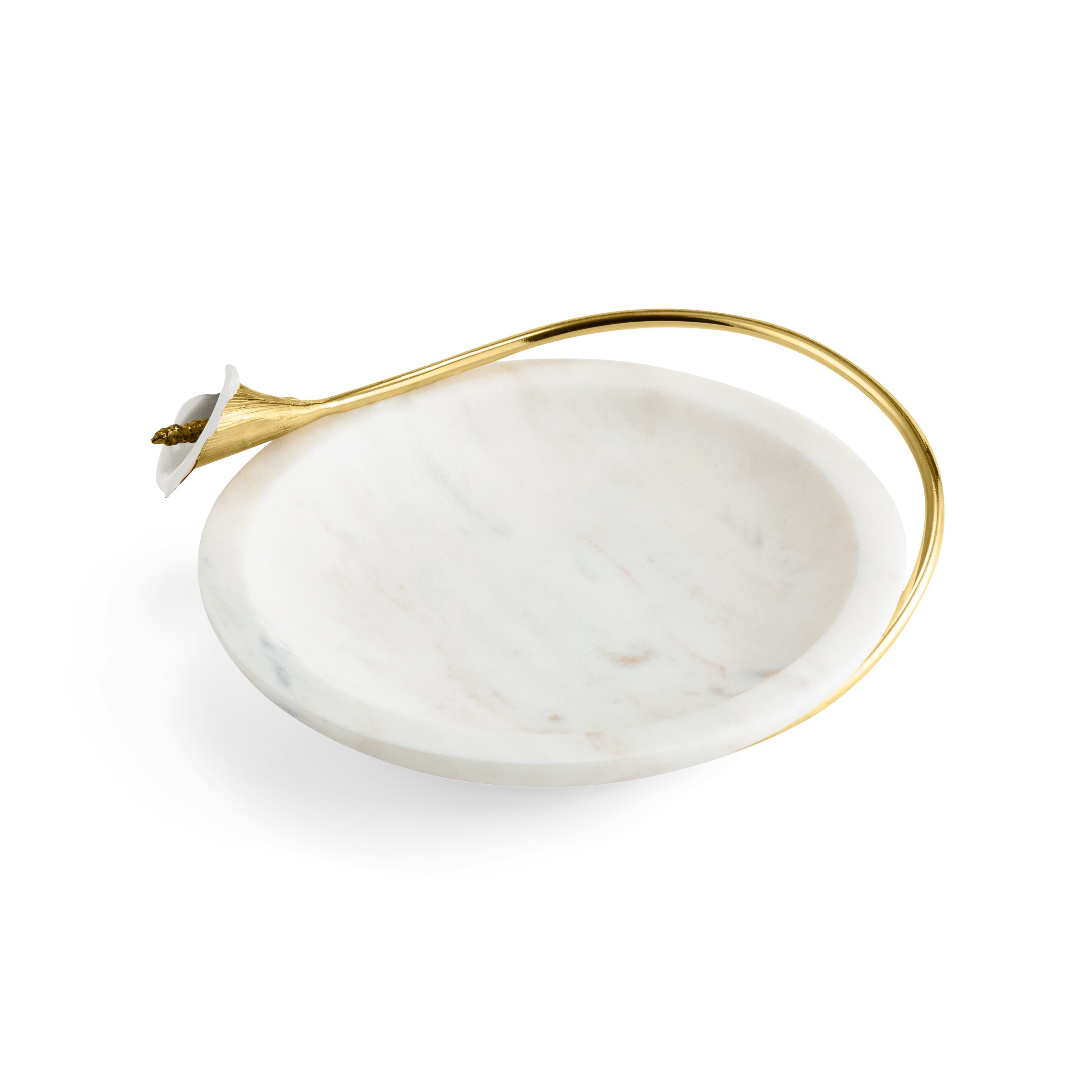 Elegant Calla Lily Marble Serving Dish - Handcrafted Stoneware Appetizer Plate for Weddings, Parties & Home Decor