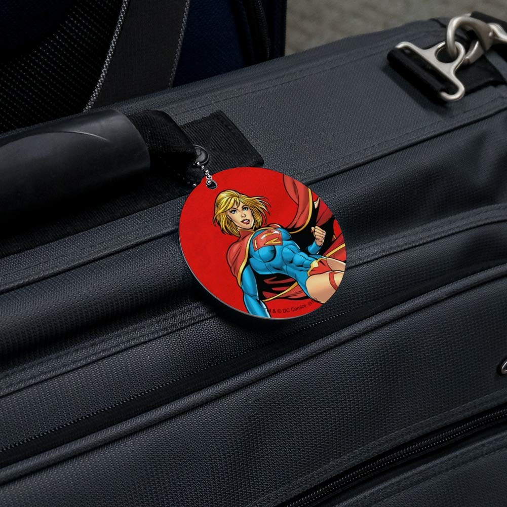 Superman & Supergirl Character Round Luggage ID Tag - Durable Suitcase Name Tag for Carry-On Bags - Perfect for Travel, Business Trips & Vacation Identification
