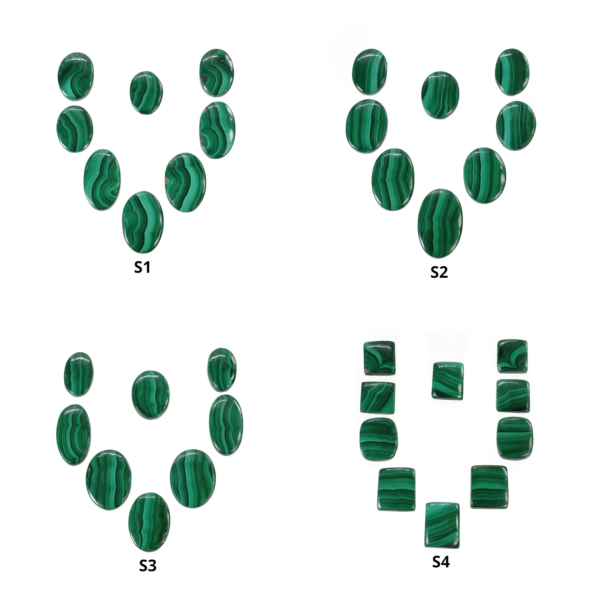 Natural Green Malachite Gemstone Cabochon - Untreated Bi-Color Oval Cushion Shape (8pcs/10pcs) for Jewelry Making, Wire Wrapping & Healing Crystal Collections