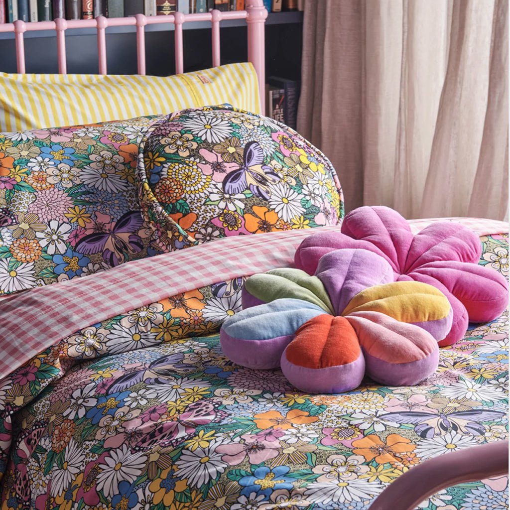 Bliss Floral Organic Cotton Single Pillowcase - Soft Hypoallergenic Bedding for Side Sleepers & Sensitive Skin - Perfect for Home, Hotel, and Travel Use