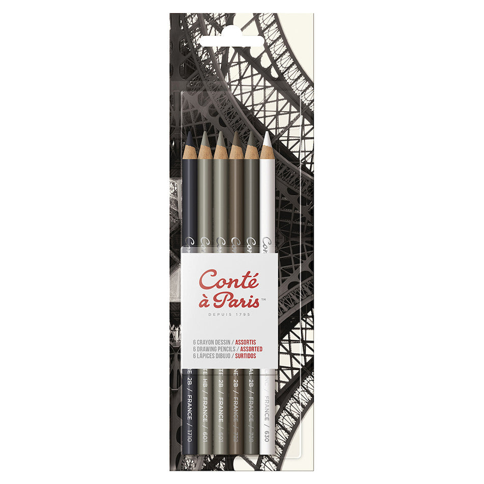 Conté à Paris Sketching Pencil Set - 6 Assorted Graphite Pencils for Artists, Drawing & Sketching - Perfect for Beginners, Professionals & Art Classes