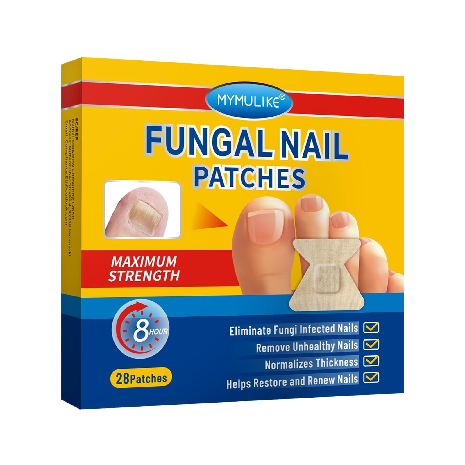 Extra Strength Nail Repair Patches - 28 Count | Damaged Nail Treatment for Discolored & Thickened Nails | 8-Hour Overnight Renewal | Perfect for Pedicures & Nail Care Routine