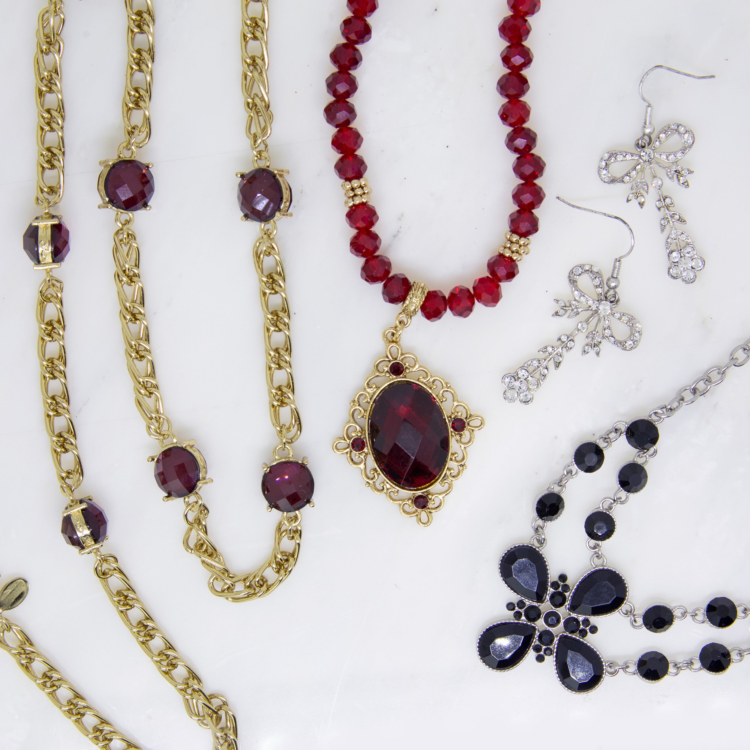 1928 Jewelry Mystery Box - $200 Value Set with 3 Necklaces & 1 Pair of Earrings | Vintage Style Jewelry Collection for Women | Perfect Gift for Birthday, Anniversary & Special Occasions