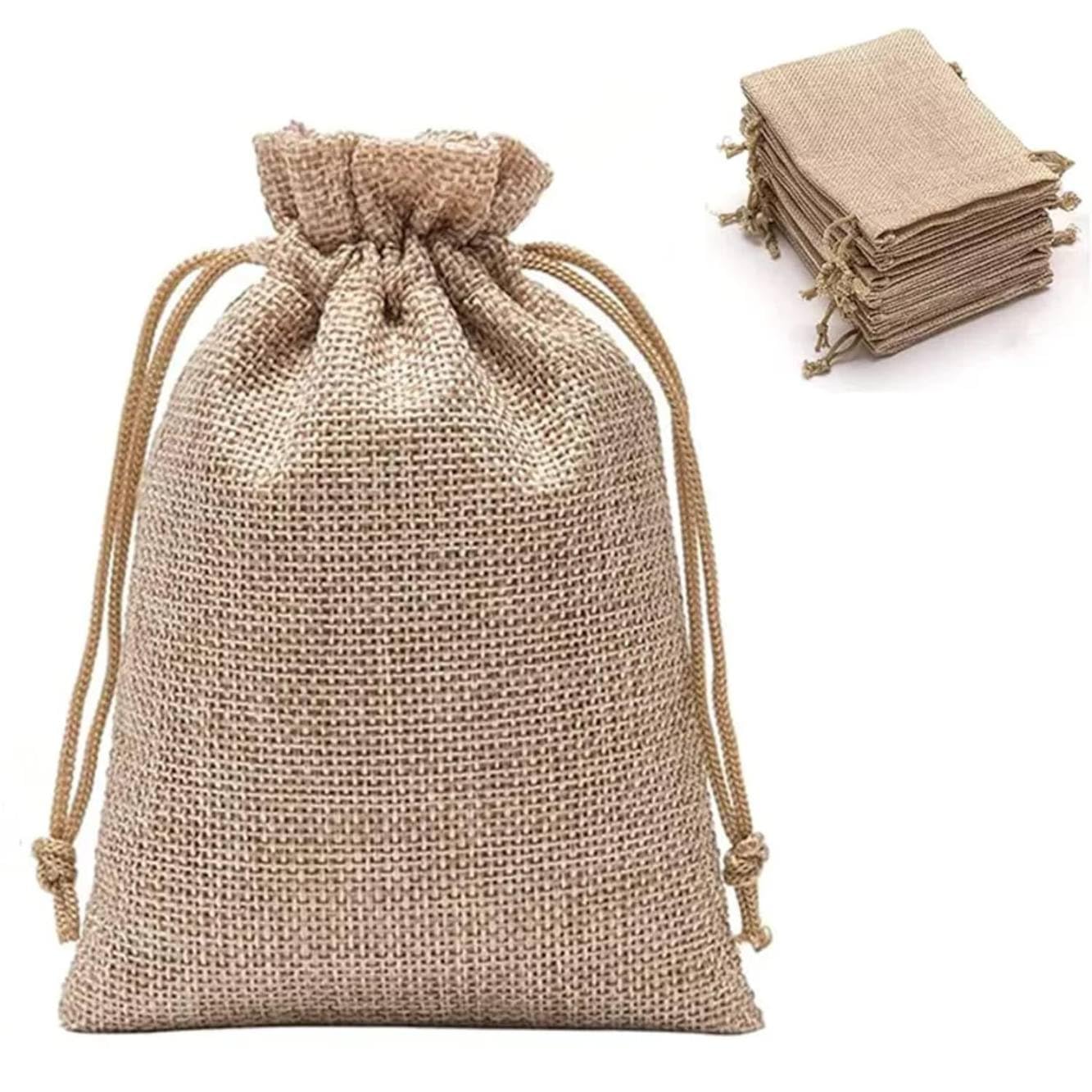 Premium Jute Linen Pouches 10x14cm (Pack of 10) - Eco-Friendly Natural Gift Bags for Diwali, Christmas, Parties, Baby Showers & Weddings - Perfect for Birthday, Anniversary Favors & Return Gifts - Ideal for Home Decor, Event Packaging & Thoughtful Present Wrapping