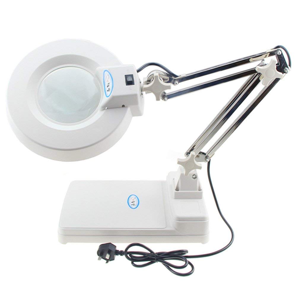 TOPCHANCES 10X LED Desktop Magnifier Lamp with Adjustable Arm - Foldable Lighted Magnifying Glass for Reading, Inspection & Crafts - Perfect for Jewelry Making, Hobbies & Close-up Work