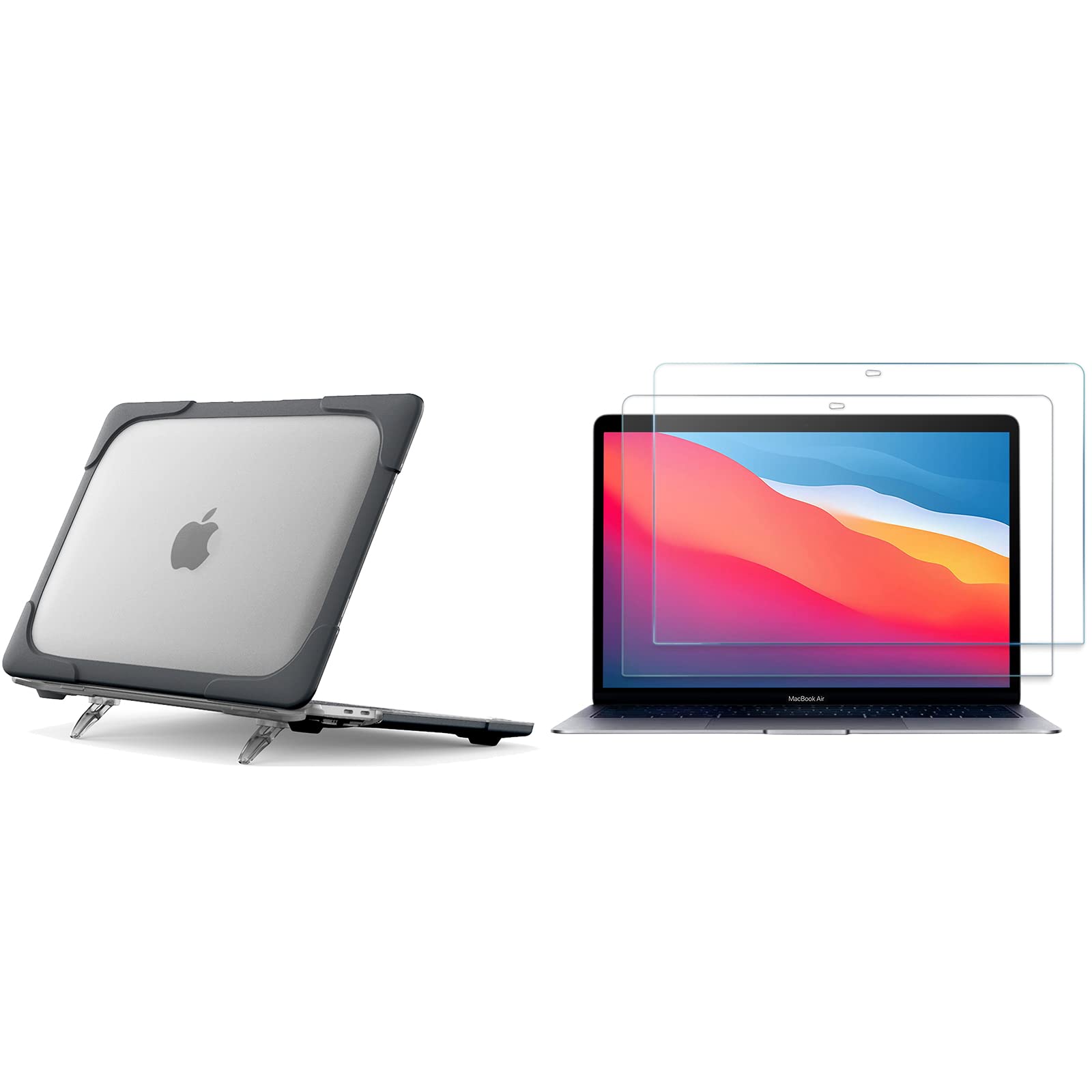 ProCase Heavy Duty Protective Case for MacBook Pro 13 Inch (2020 Model) with 2-Pack Screen Protectors - Compatible with MacBook Air 13 & Pro 13 - Perfect for Travel, Work & School