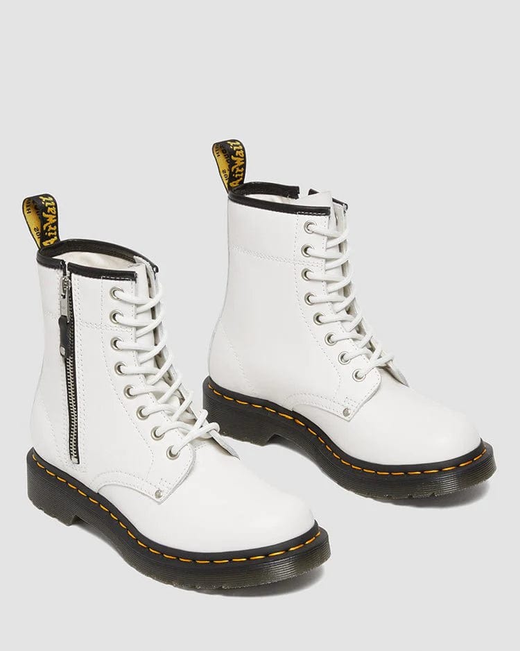 Dr. Martens 1460 Twin Zip White Sandals Boots - Women's Chunky Sole Ankle Boots for Casual Wear & Street Style Fashion