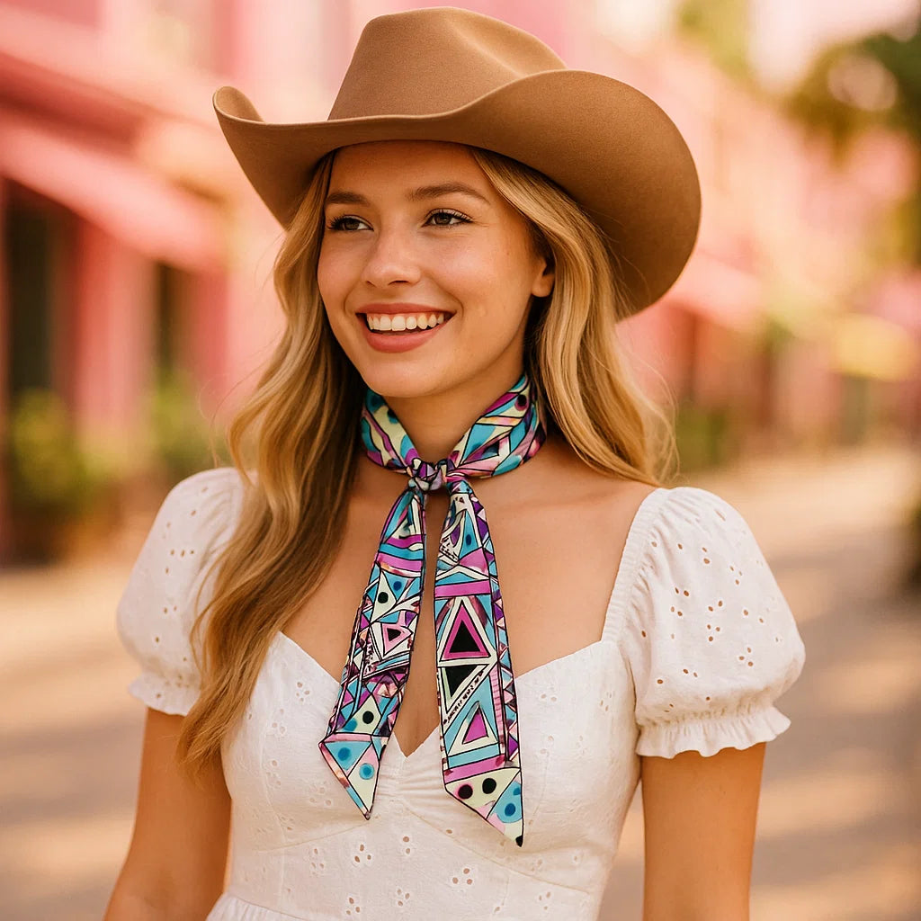 Blue & Purple Western Skinny Mini Wild Rag Scarf - Cowgirl Necktie for Women | Lightweight Bandana for Horse Riding, Rodeo & Country Fashion #TW329