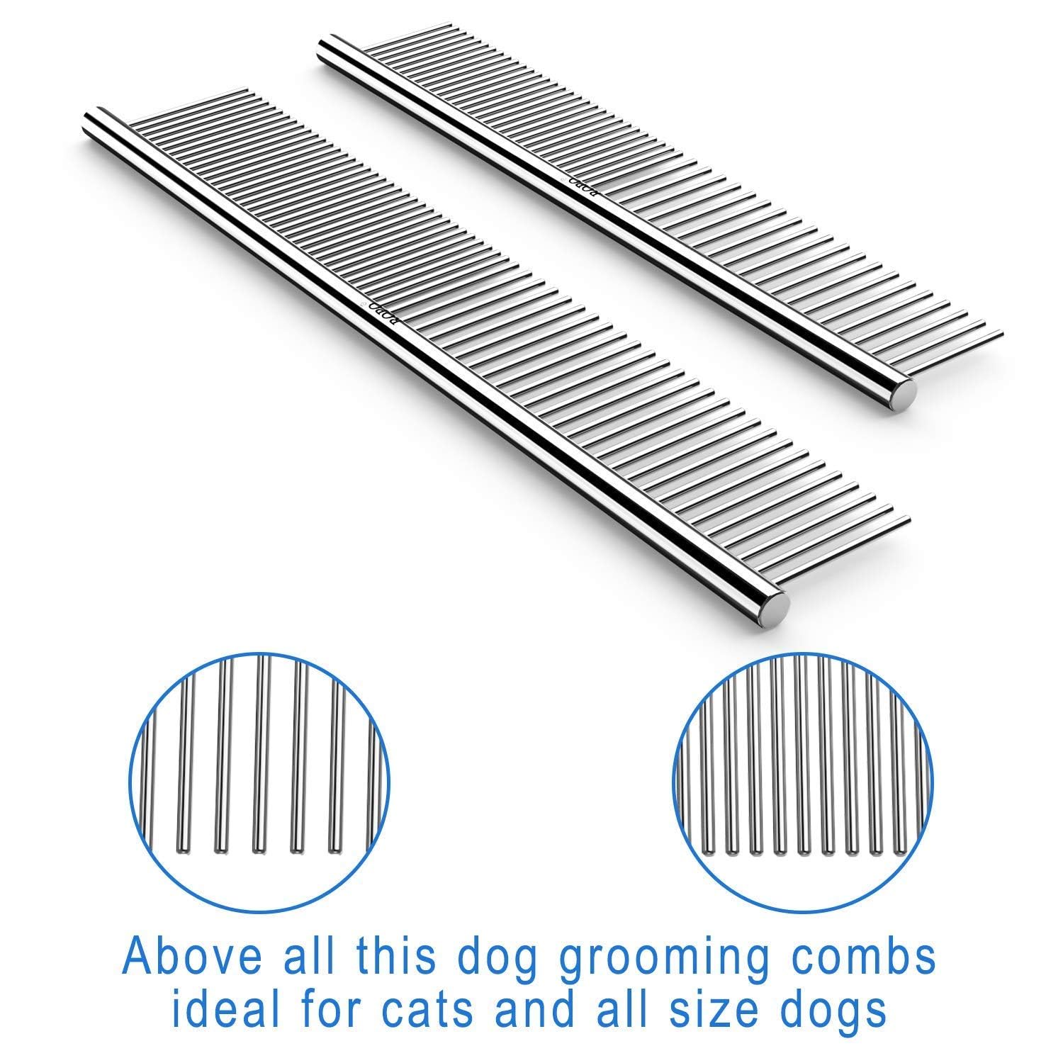 Premium Pet Dematting Comb for Dogs & Cats - Steel Detangling Tool with Rounded Teeth & Non-Slip Handle - Remove Mats & Knots for Long/Short Hair - 6.5IN & 7.4IN Options - Perfect for Grooming at Home or Professional Pet Salons