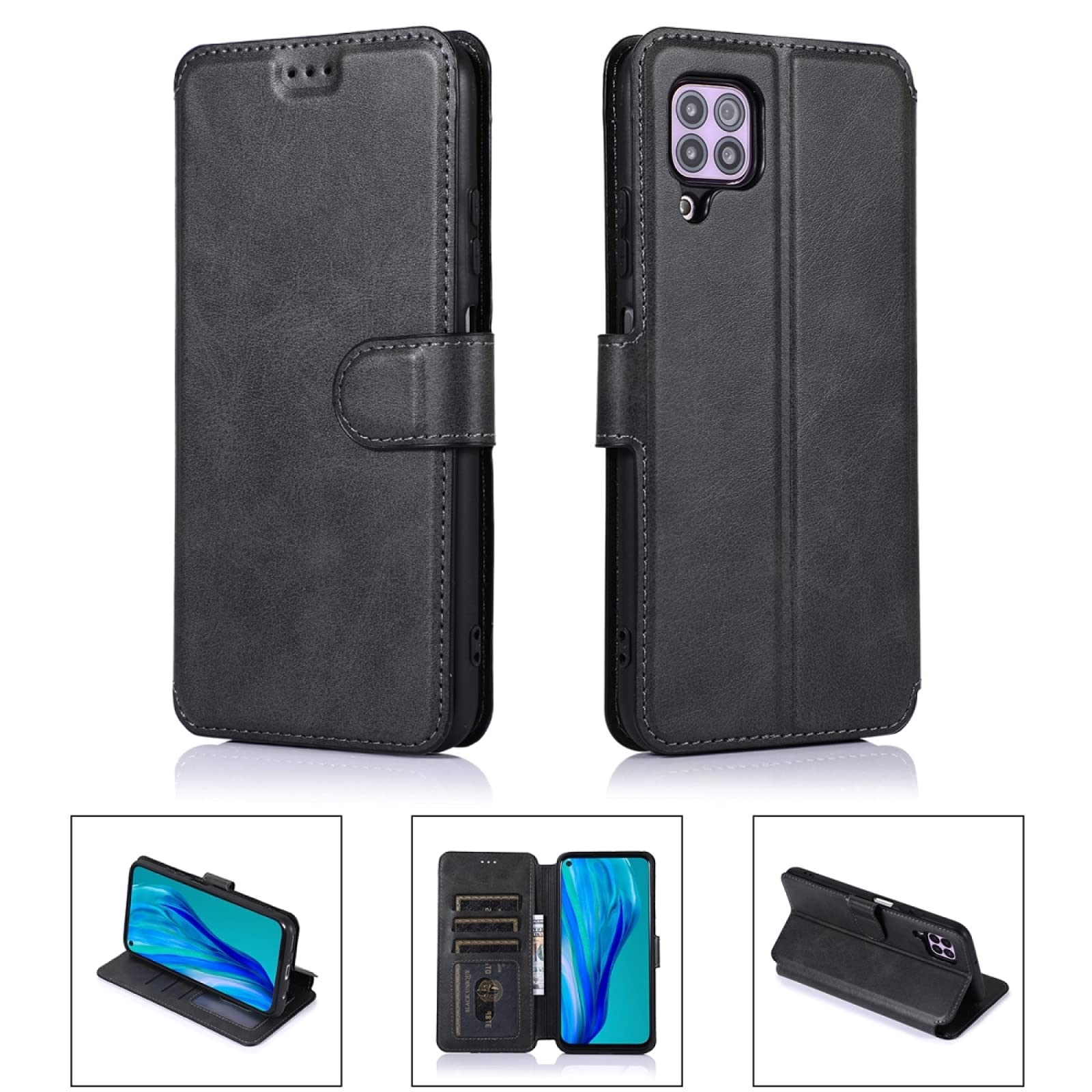 Premium PU Leather Magnetic Flip Case for Huawei P40 Lite - Wallet Phone Cover with Card Slots, Photo Frame & Kickstand | Protective Case for Daily Use, Travel & Business Meetings