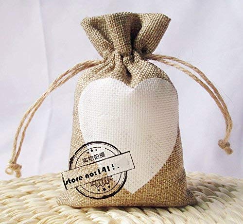 Eco-Friendly Burlap Favor Bags for Weddings - Heart Design Gift Bags for Party Favors, Bridal Showers & Special Events | Perfect for Wedding Decorations, Baby Showers & Anniversary Celebrations