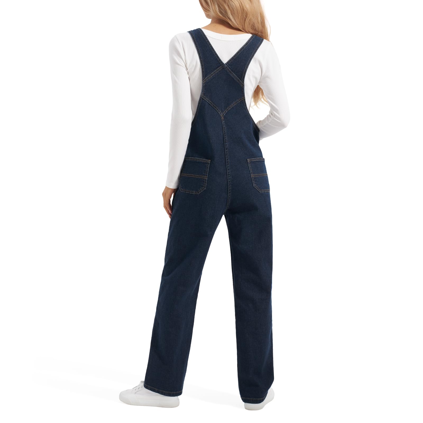 HISEA Women's Stretch Denim Bib Overalls - Relaxed Fit Straight Leg Jean Overalls with Adjustable Straps & Pockets | Casual Workwear, Weekend Outfits & Outdoor Activities