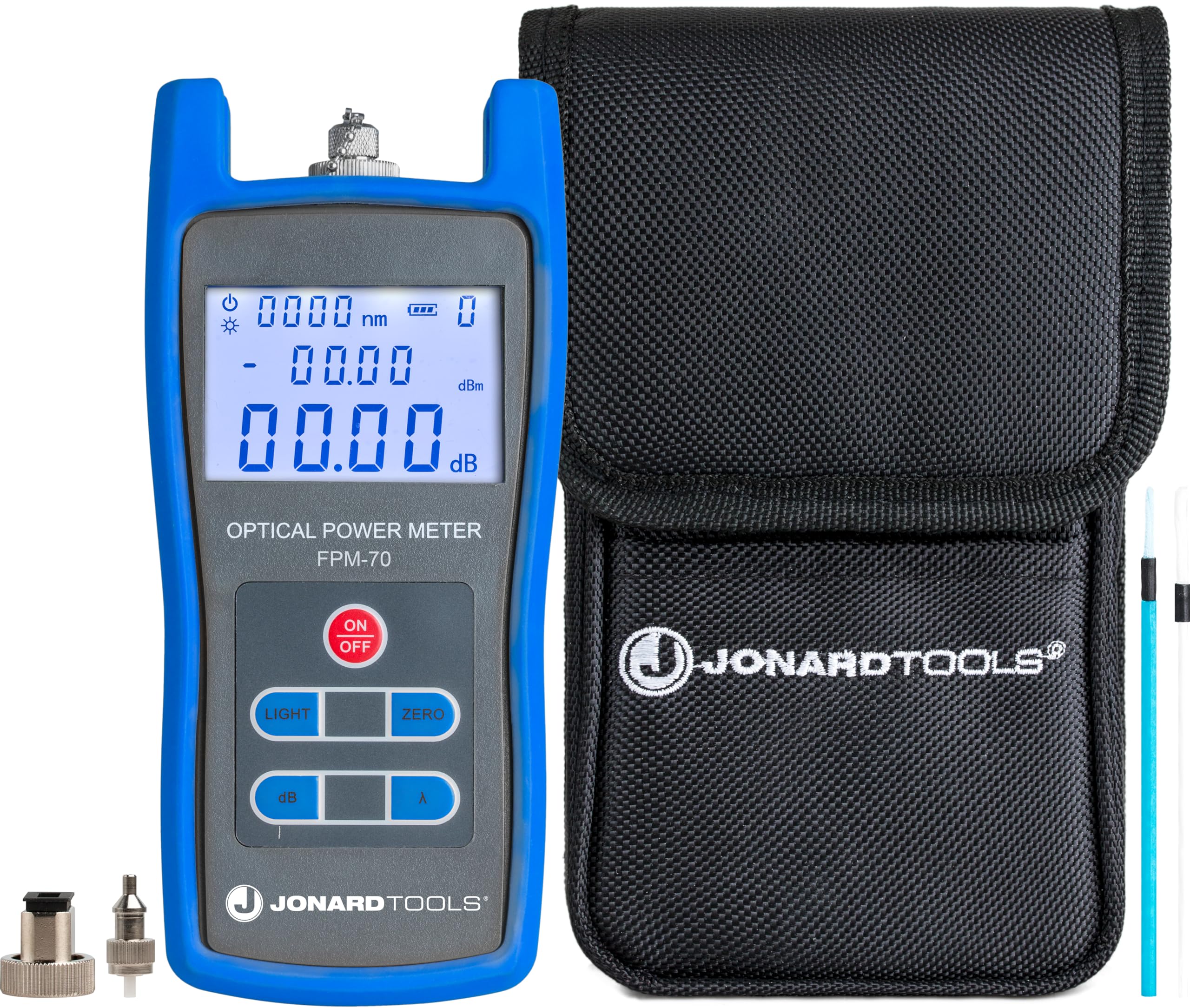 Jonard Tools FPM-70 Fiber Optic Power Meter (-70 to +6 dBm) with FC/SC/LC Adapters | High-Precision Optical Testing for Telecom, Data Centers & Network Maintenance