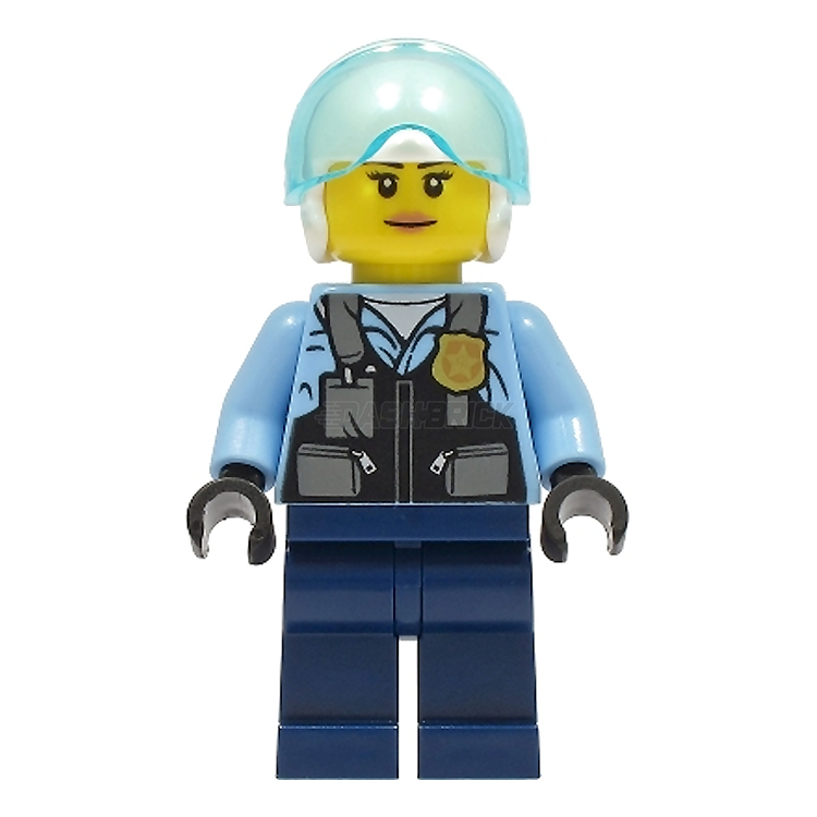 LEGO Police Minifigure - Female Helicopter Pilot with Safety Vest, Badge & Helmet | City-Themed Building Toy for Kids & Collectors | Perfect for Role Play, DIY Scenes & LEGO City Sets
