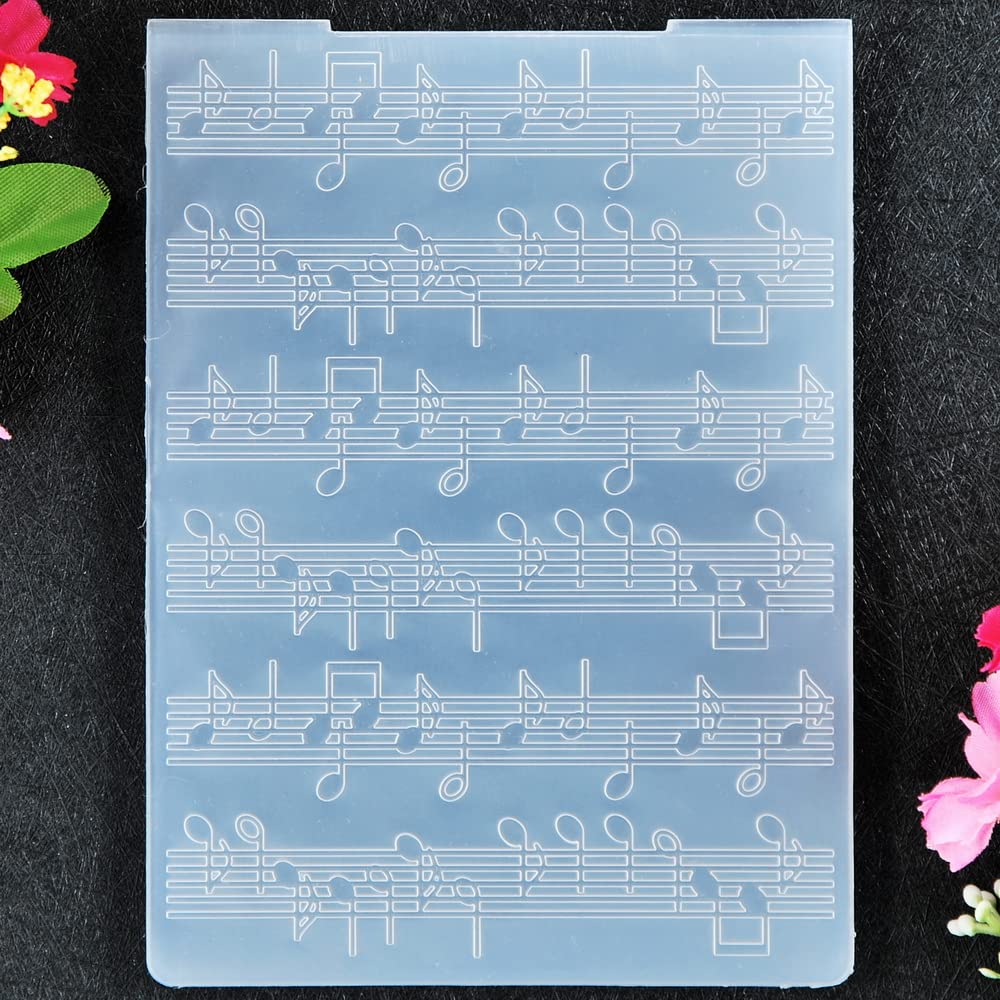 Music Score Embossing Folders for Card Making, Scrapbooking & Paper Crafts - Plastic Texture Stamps for DIY Greeting Cards, Invitations, Journals - Perfect for Musicians, Teachers & Craft Enthusiasts