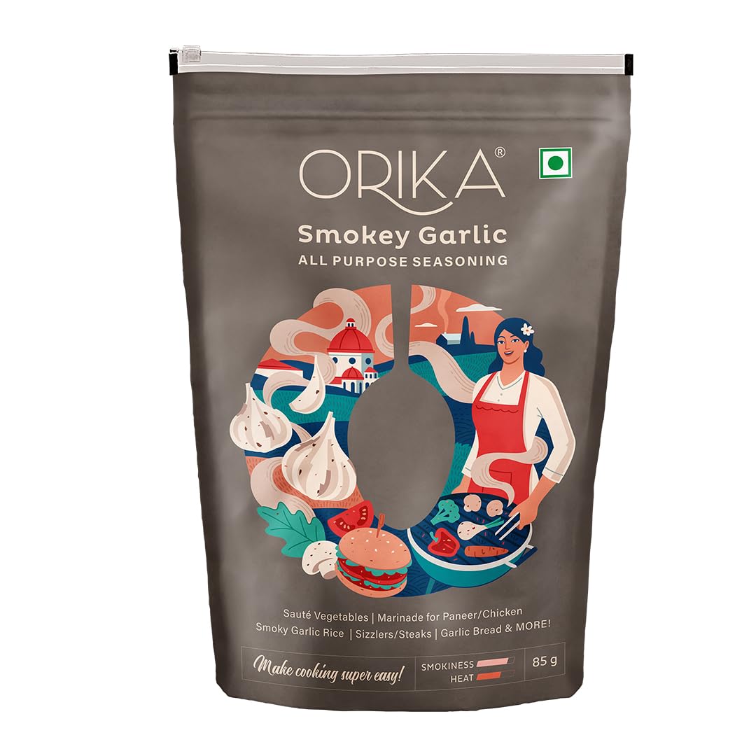 Orika Smokey Garlic All Purpose Seasoning - 75G / 85G Bottle | Premium Garlic & Smoked Spice Blend for Meat, Poultry, Seafood & Vegetables | Perfect for Grilling, Roasting & Everyday Cooking