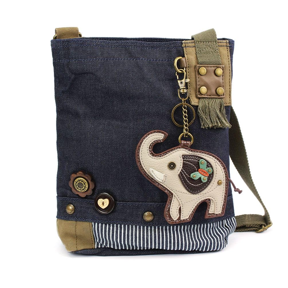 Chala Patch Crossbody Bag - Stylish Elephant Print Denim Purse for Women | Perfect for Travel, Shopping & Everyday Use