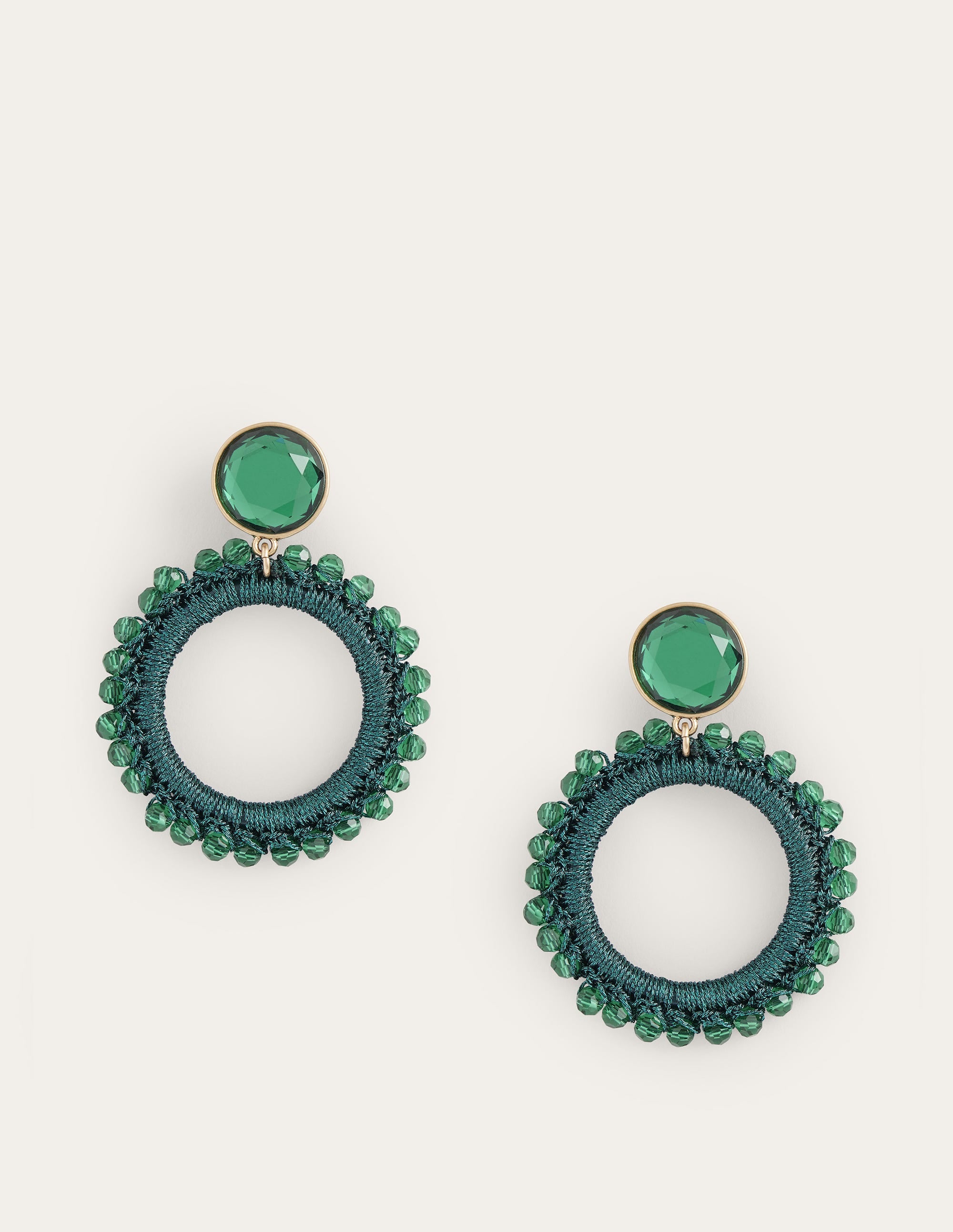 Green Beaded Ring Earrings for Women - Boho Dangle Drop Jewelry for Party, Wedding & Everyday Wear