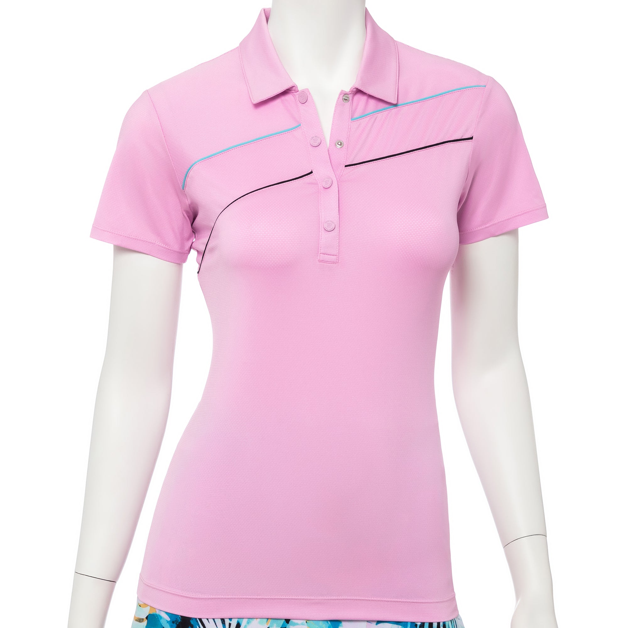 EP NY Bora Bora Curved Piping Women's Short Sleeve Golf Polo Shirt - Breathable Moisture-Wicking Performance Top for Golf, Tennis & Casual Wear