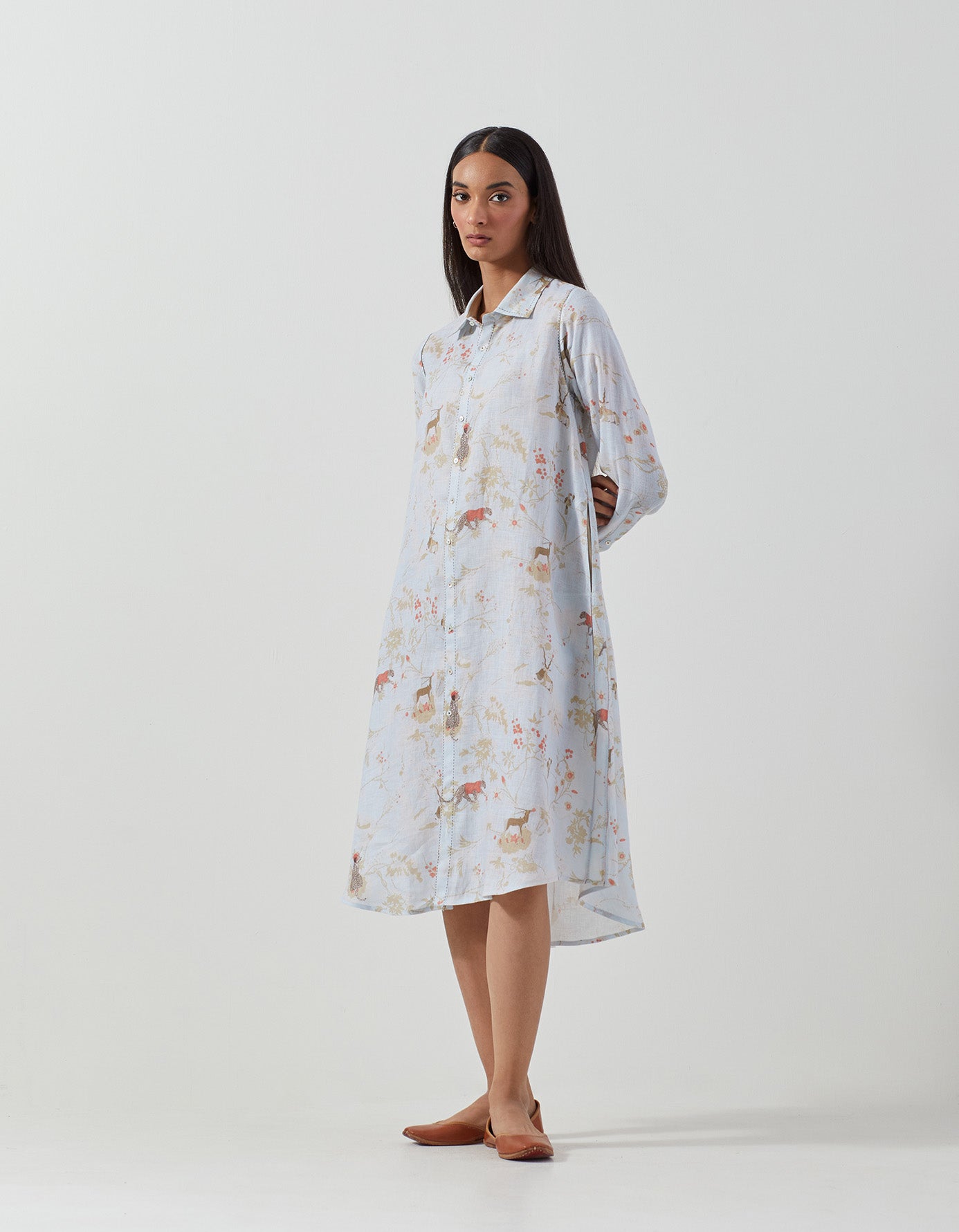 Usha Linen Dress in Ice Blue - Breathable & Stylish Summer Outfit for Women | Perfect for Beach, Vacation & Casual Wear