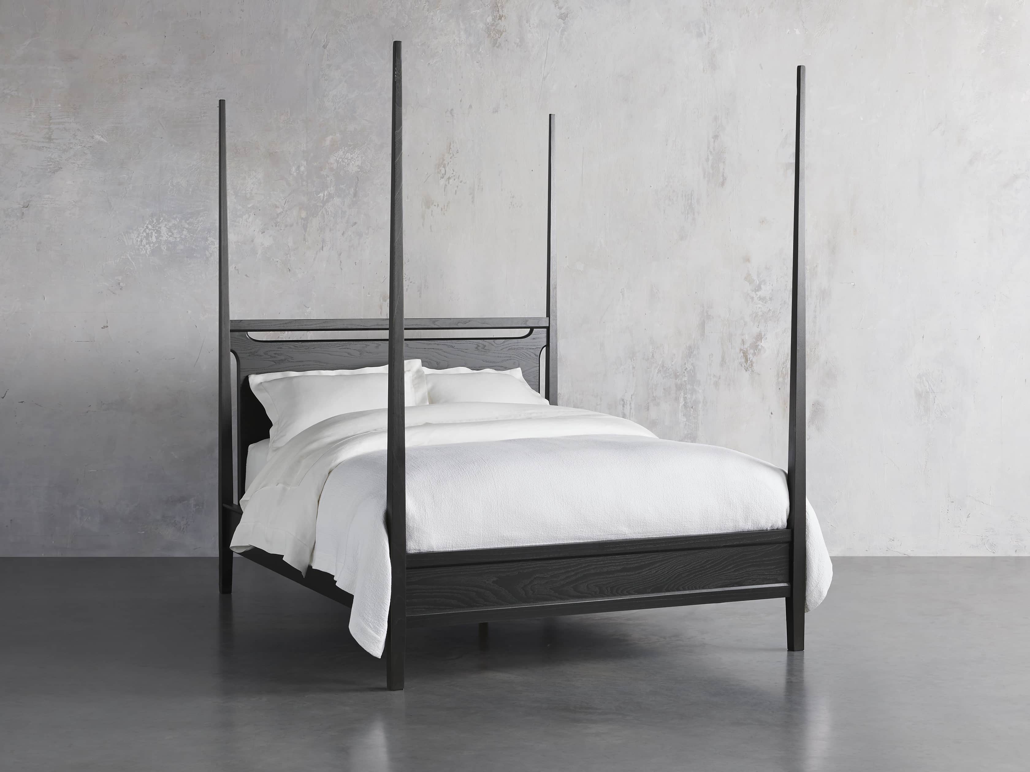 Brock Poster Bed Frame - Queen Size Wooden Canopy Bed with Headboard & Footboard - Elegant Bedroom Furniture for Master Suite, Guest Room, or Dorm Decor