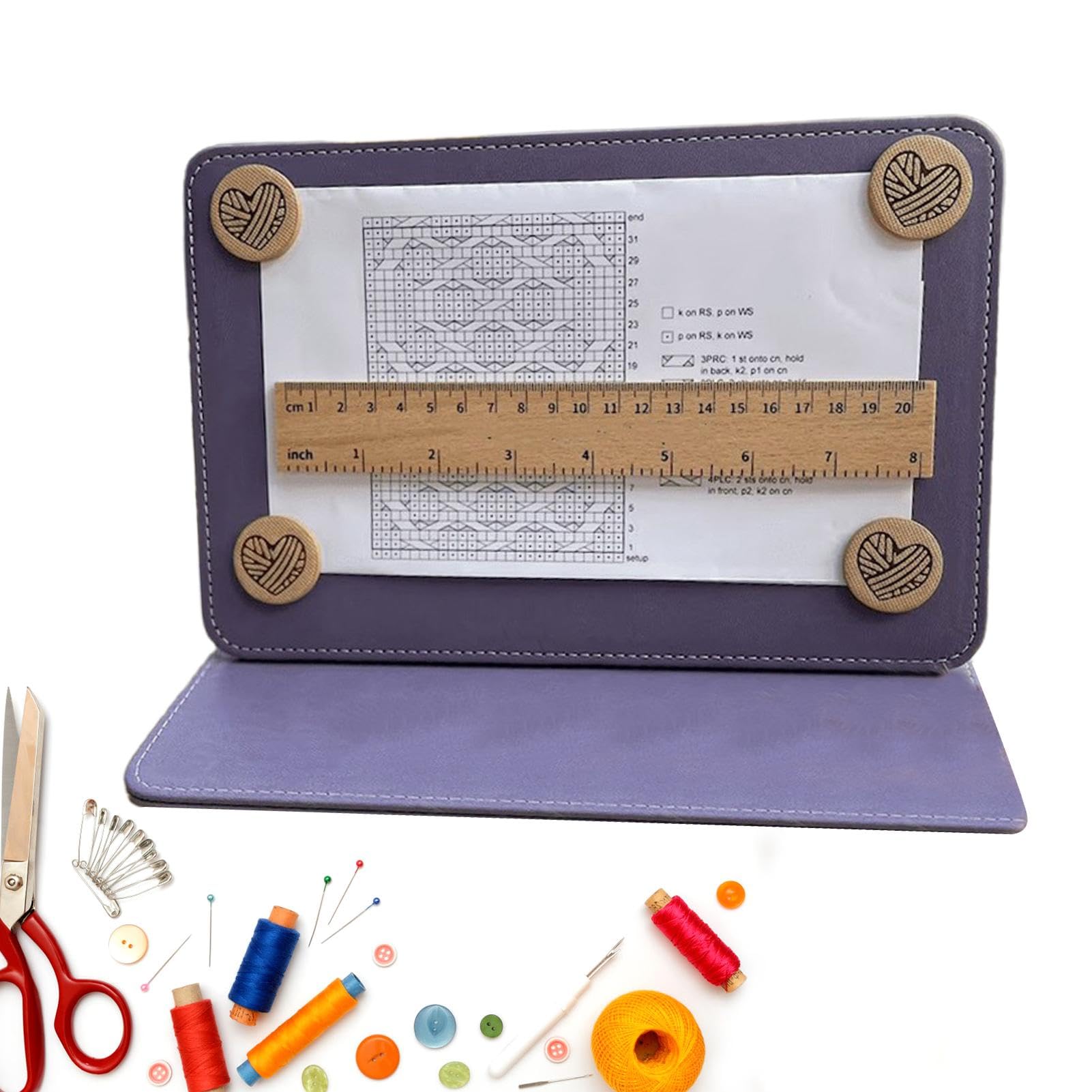 Knitting Pattern Holder & Chart Keeper - Portable Foldable Knitting Tool Accessory for Crochet, Needle Arts - Perfect for Crafting, Travel & Home Organization