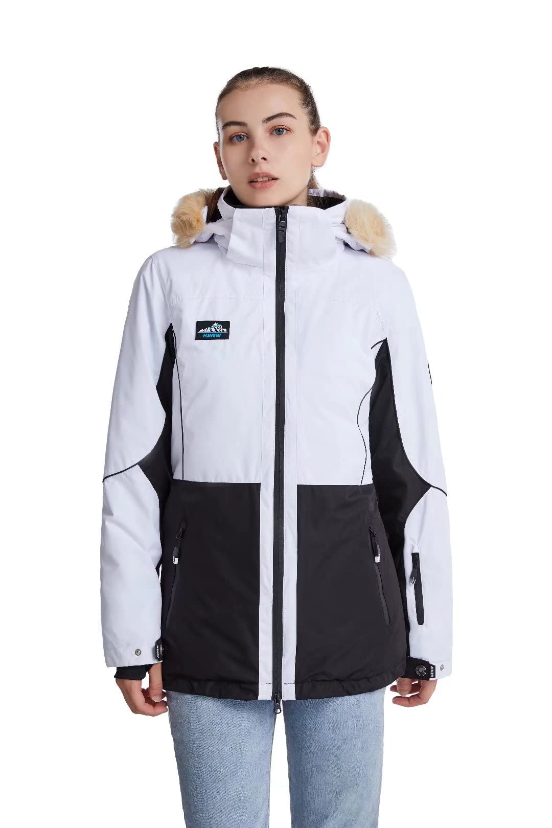 HSNW Women's Waterproof Windproof Ski Jacket - Winter Coat for Outdoor Sports & Snowboarding - Warm Insulated Jacket for Skiing, Snowboarding & Cold Weather Activities