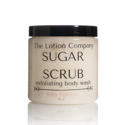 The Lotion Company Sugar Scrub Exfoliating Body Wash - Baby Powder Scented, 10 oz | Gentle Exfoliation for Soft Skin | Perfect for Shower & Spa Day at Home