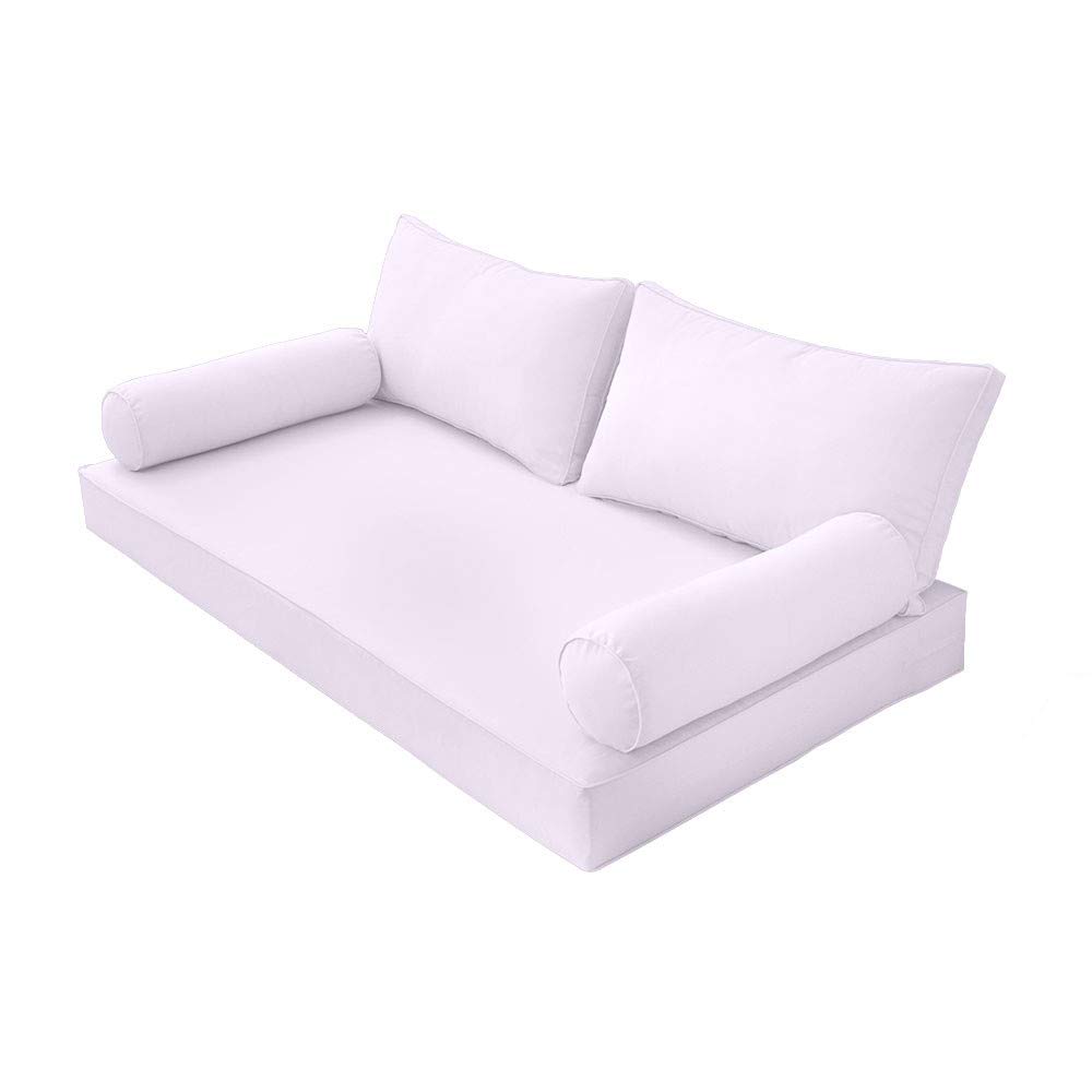 Prolinemax Outdoor Style 2 Twin-XL Piped Trim Daybed Mattress Bolster Pillow Fitted Sheet Cover Only - AD107 | Perfect for Patio, Sunroom & Guest Bed Decor