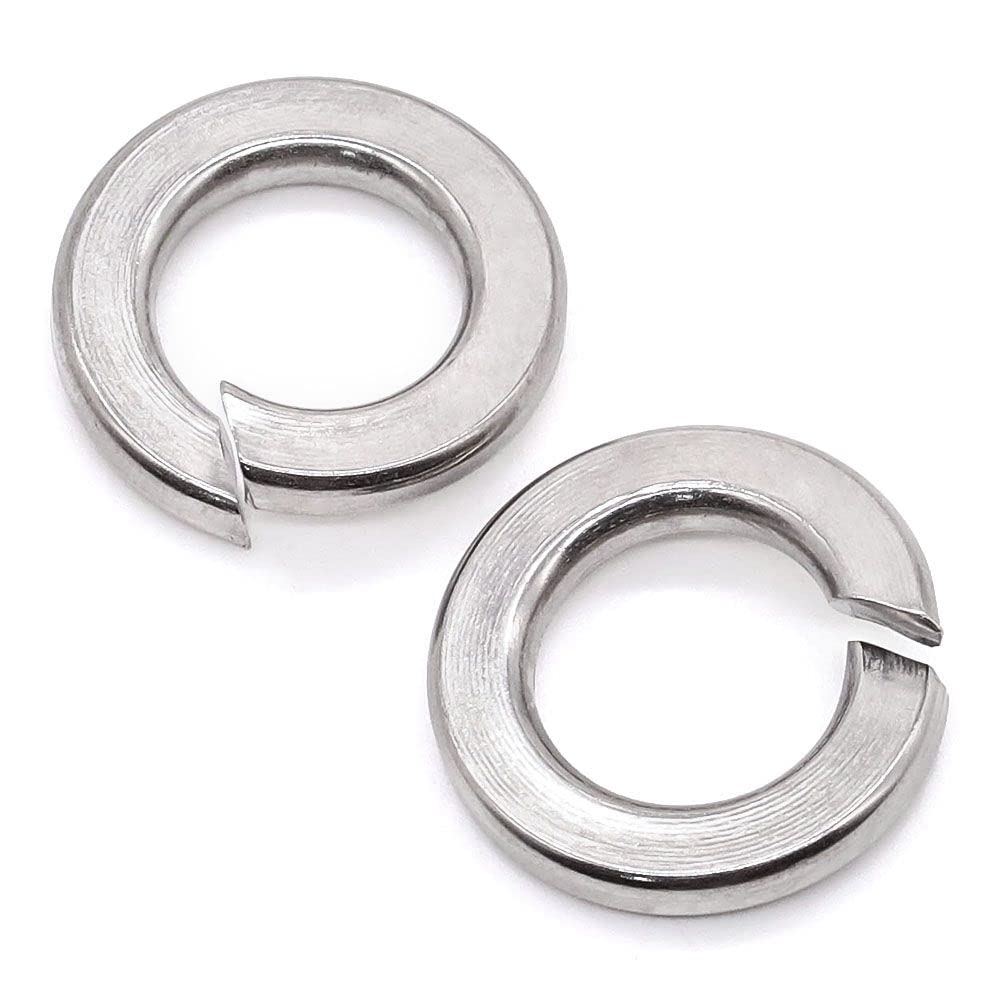 Stainless Steel 304 Split Lock Washers - 100pcs Spring Lock Washers #6 ID, Plain Finish - Ideal for Automotive, Plumbing & Machinery Assembly