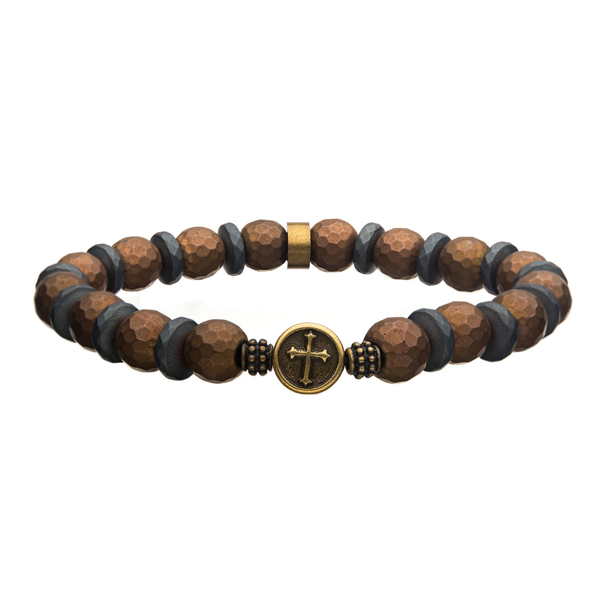 10mm Hematite Stone Bracelet with Coppertone Silicone String - Healing Crystal Jewelry for Stress Relief & Energy Balance - Perfect for Meditation, Yoga & Spiritual Practices