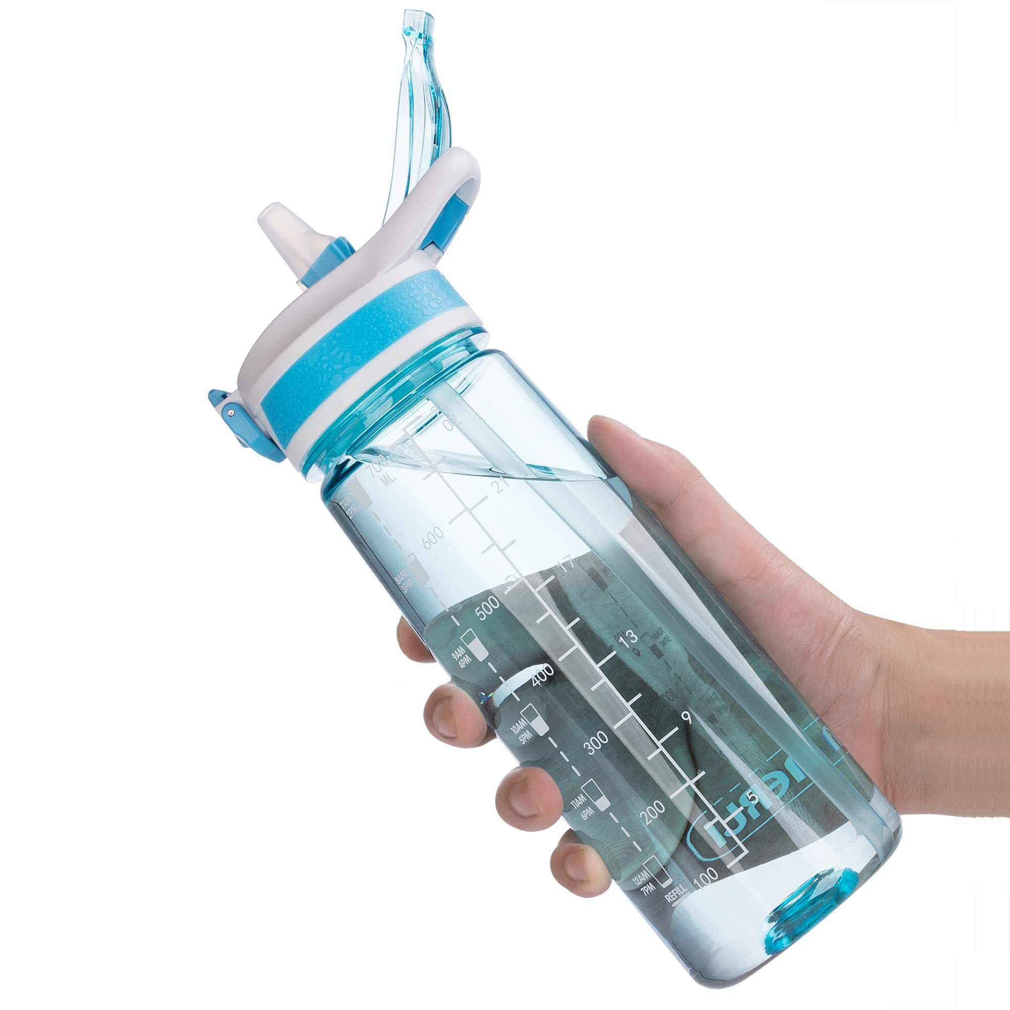 800ML (28 OZ) BPA-Free Sports Water Bottle with Straw & Handle - Reusable Wide Mouth Hydro Jug for Cycling, Fitness, Hiking & Camping - Dishwasher Safe & Leak Proof - Perfect for Gym, Outdoor Adventures & Daily Use (N-800 Blue)