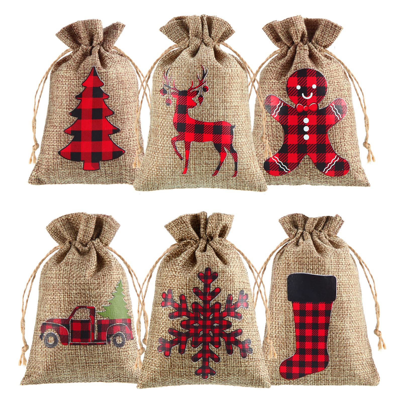 24-Piece Christmas Burlap Gift Bags with Drawstrings - Reusable Holiday Treat Bags for Candy, Jewelry & Party Favors - Perfect for Christmas, Weddings & Festive Celebrations