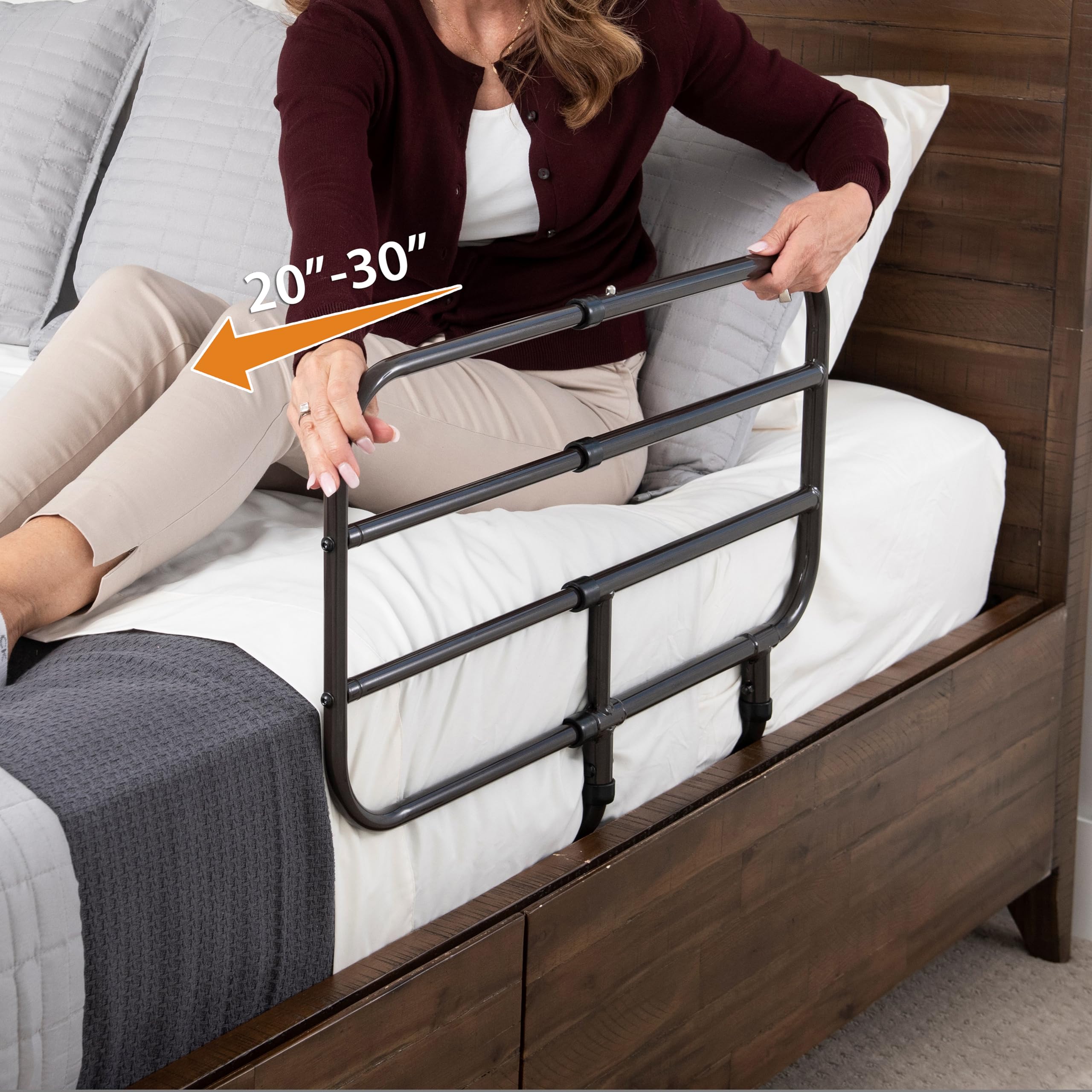 Adjustable Bed Safety Rail for Seniors - Extendable Bedside Assist Grab Bar with ASTM Certification | Elderly Bed Rail for Fall Prevention & Mobility Support | Ideal for Home Care & Hospital Use