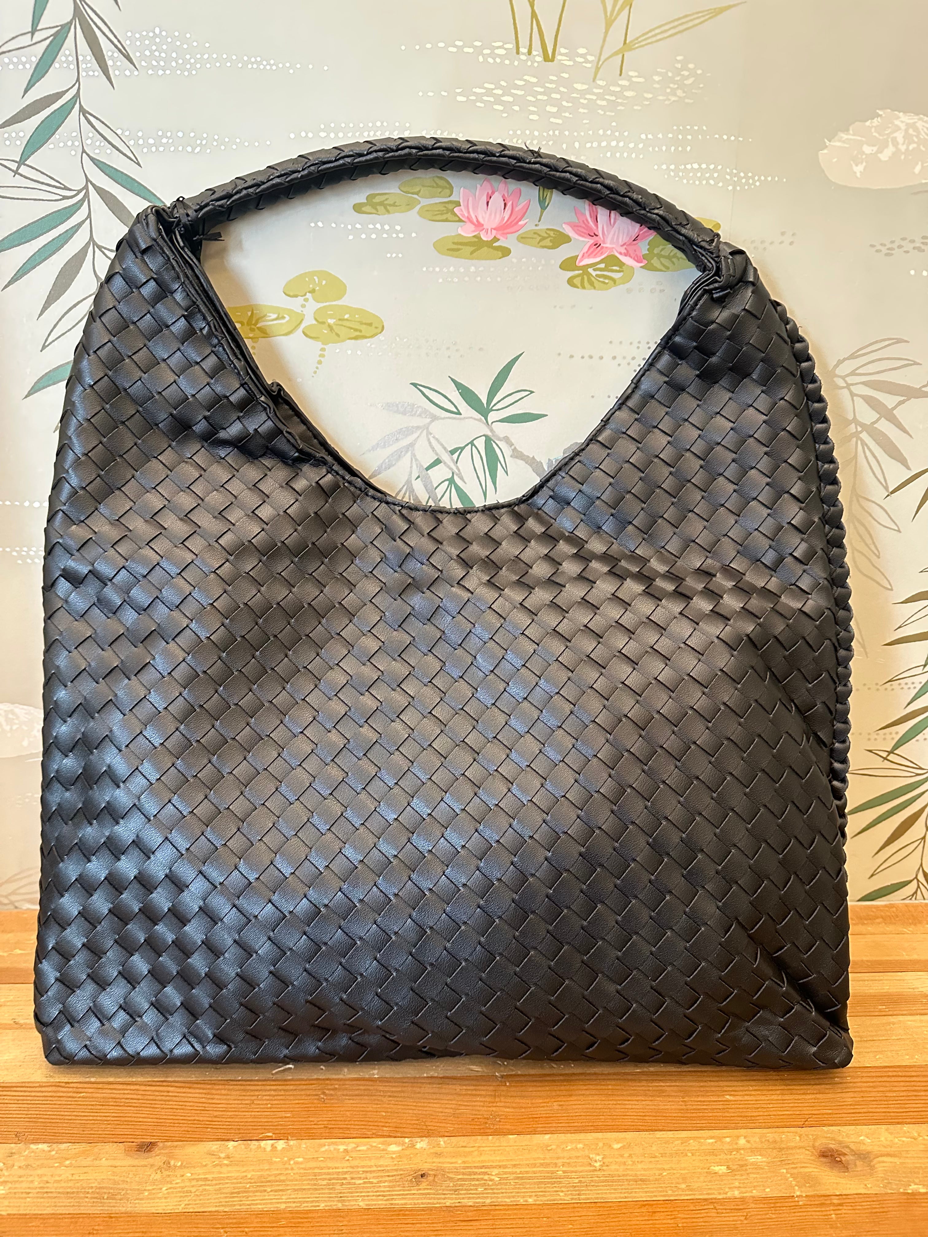 Dominique Woven Handbag for Women - Stylish Black Crossbody Purse for Everyday Use, Work, and Travel