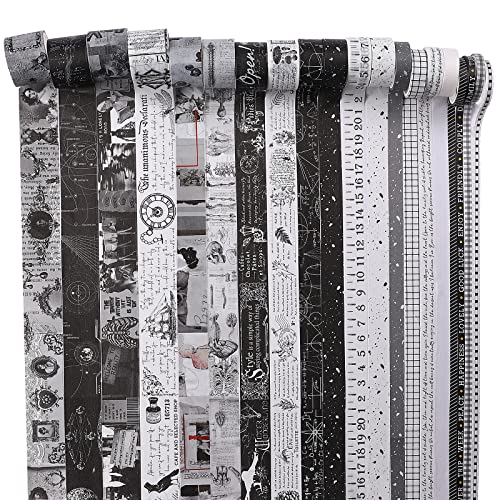 20 Rolls Vintage Black and White Washi Tape Set - 5 Sizes Decorative Masking Tapes for DIY Scrapbooking, Gift Wrapping, Planner Decor, Art & Crafts - Perfect for Journals, Bullet Notebooks and Home Decoration
