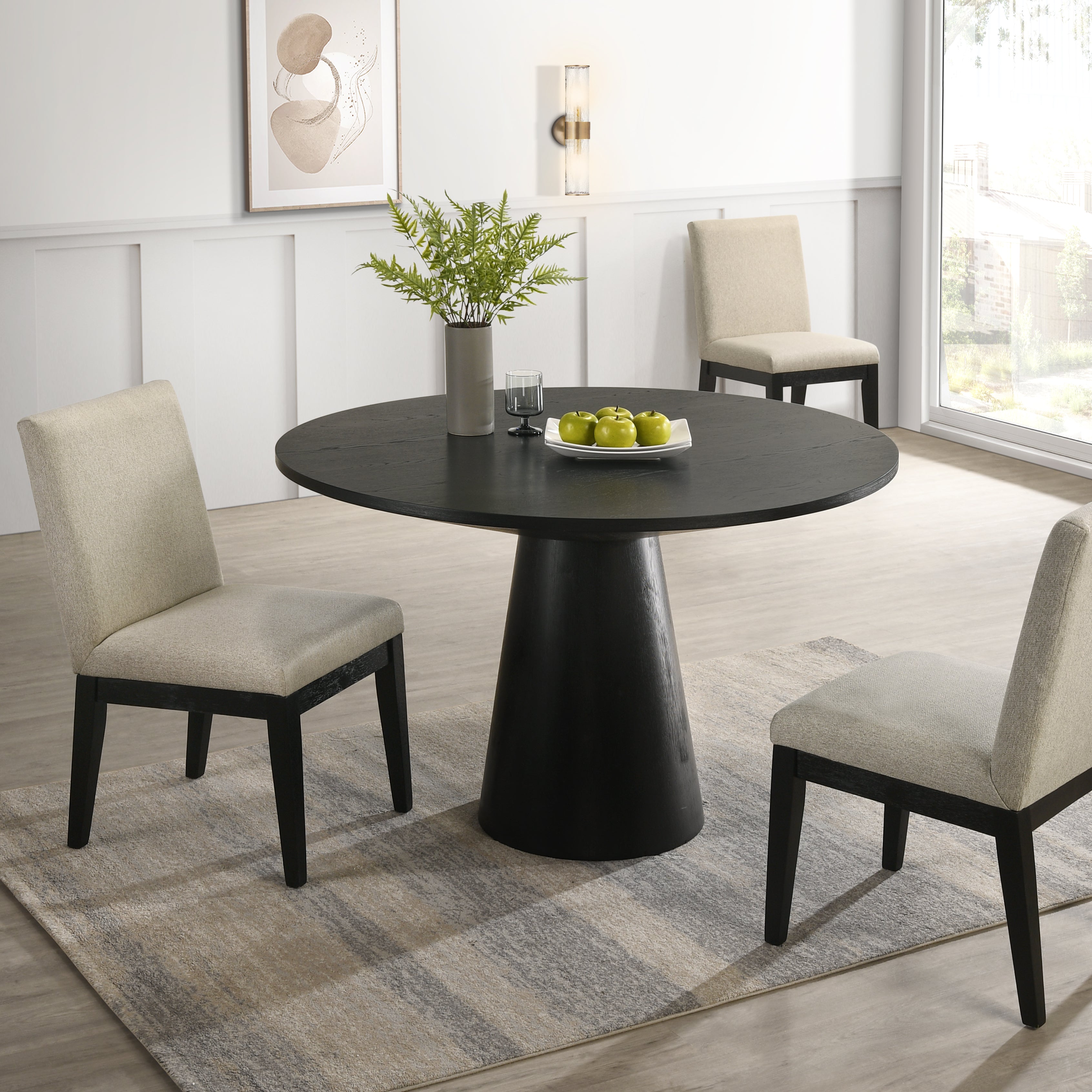 Rocco Contemporary 48-Inch Pedestal Dining Table - Modern Round Kitchen Table for Small Spaces, Perfect for Apartments, Breakfast Nooks & Cozy Dining Rooms