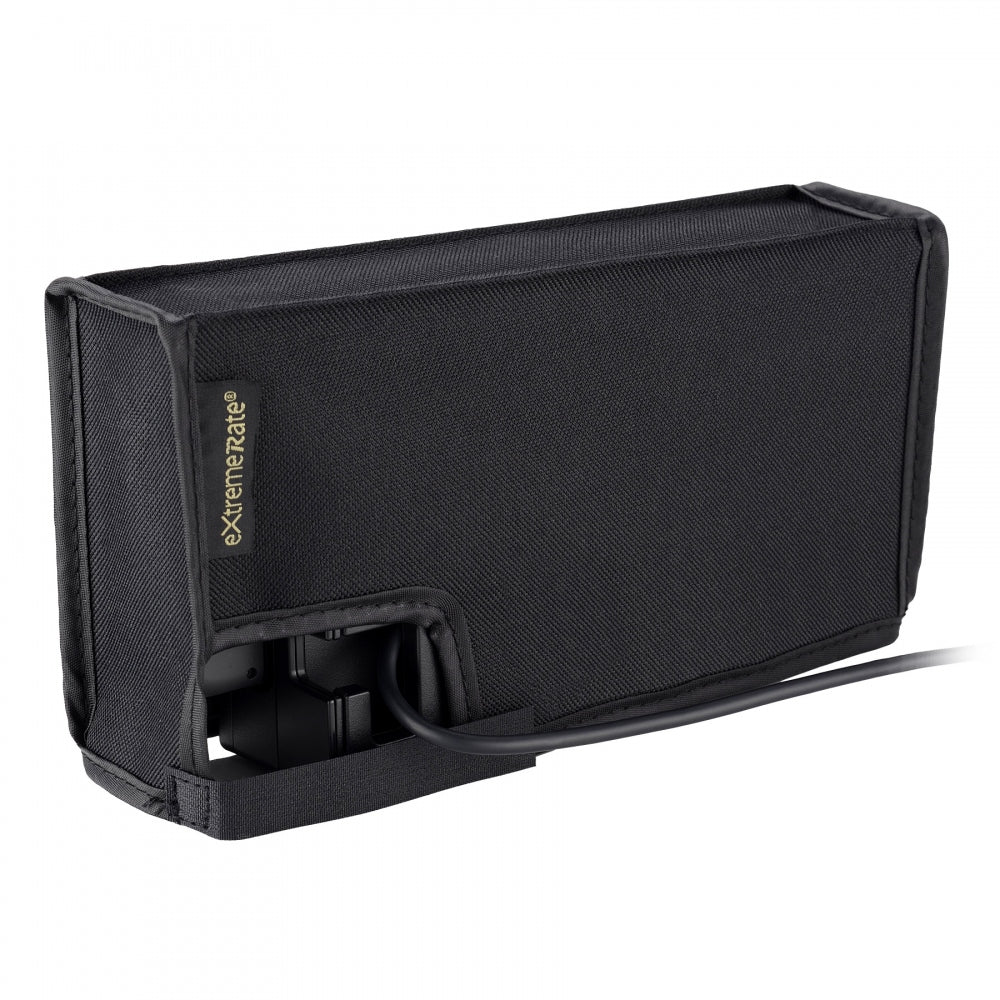 eXtremeRate Black Nylon Dust Cover for Nintendo Switch Dock - Soft Lining Protective Sleeve with Anti-Scratch & Waterproof Design (NSPJ0614) - Perfect for Home, Office, and Travel Use