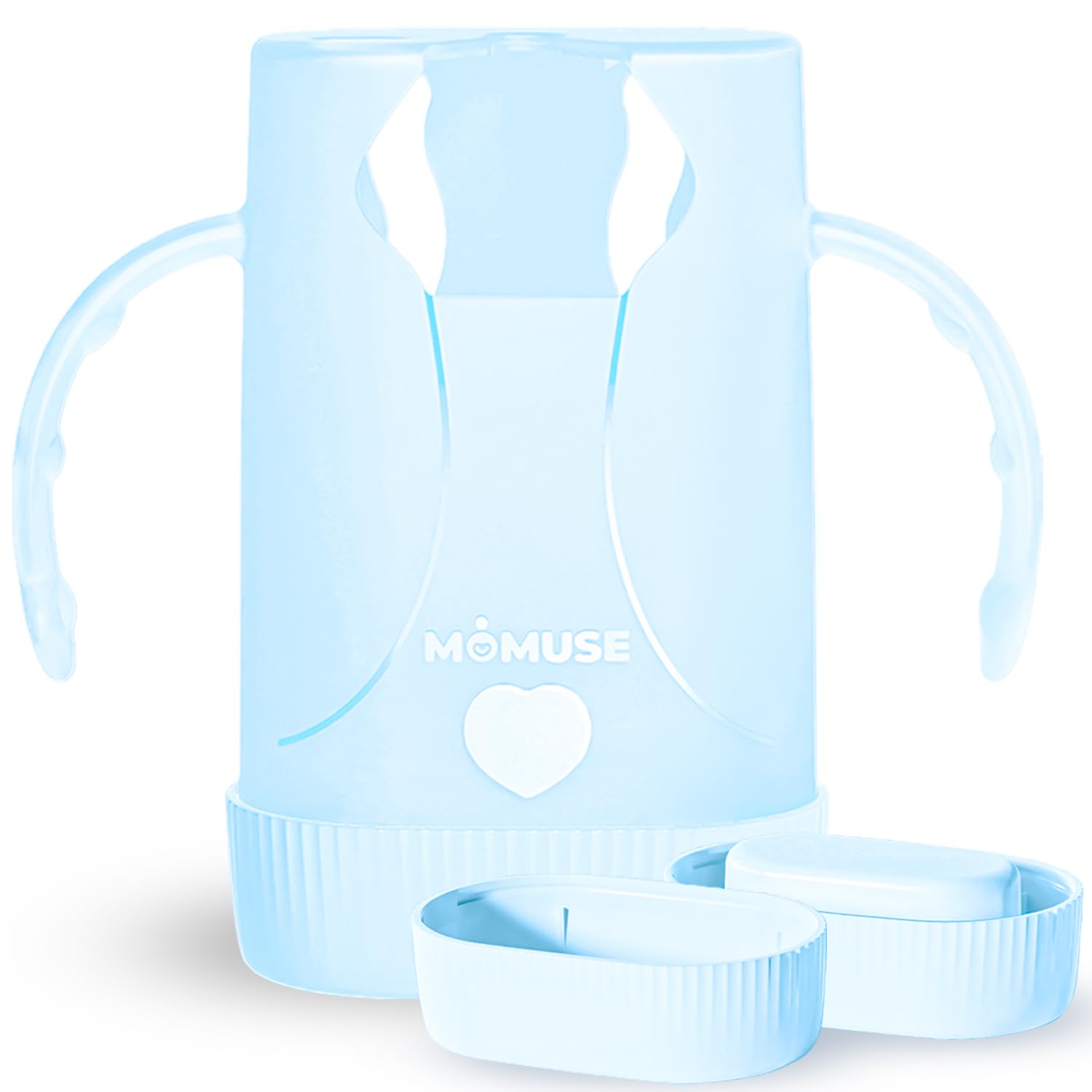 **MOMUSE Dual-Lid Squeeze Pouch Holder for Baby Food & Drink Pouches – Large Capacity, Anti-Spill Design – Perfect for Self-Feeding, Travel & On-the-Go Meals – Lightweight & Mess-Free**