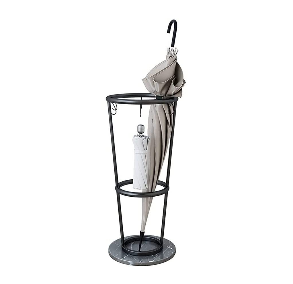 Iron Umbrella Stand with Nordic Marble Base - Stylish Umbrella Holder for Hotel, Villa & Lobby - Black Umbrella Storage Rack for Home & Office Décor - Perfect for Entryway, Porch & Indoor Organization