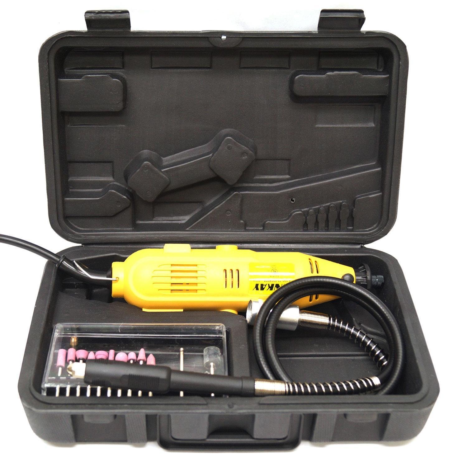 Enkay 101 Rotary Tool Kit with Flex Shaft - Multi-Purpose Rotary Tool for Wood Carving, Metal Engraving, Jewelry Making & DIY Crafts - Perfect for Home Improvement & Hobby Projects